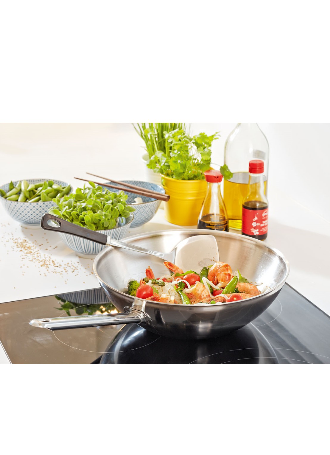 Demeyere Apollo 7 wok 26 cm - voorkant 3 steenrood