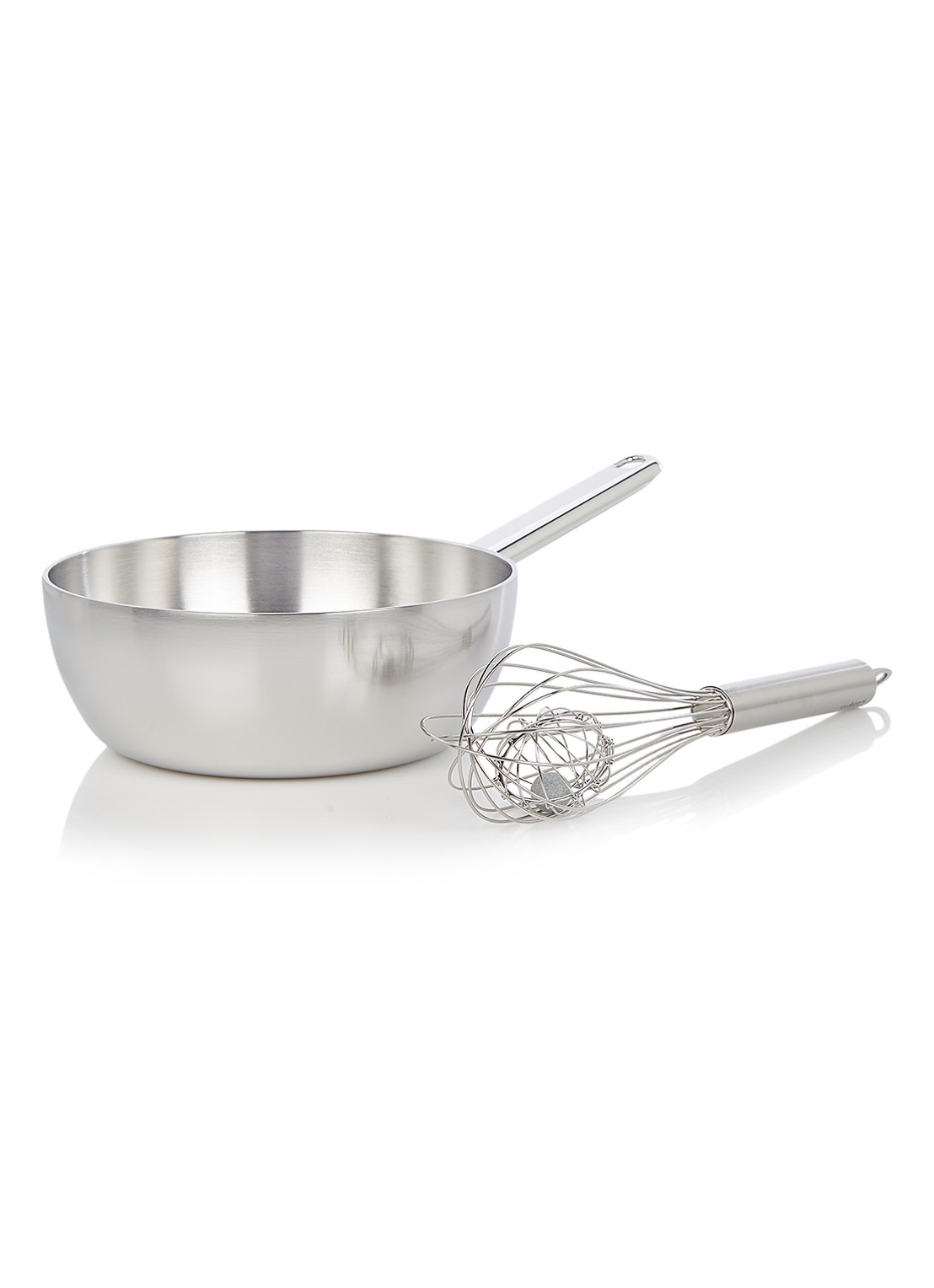 Demeyere Apollo conische sauteuse Ø20 cm + gratis Cuisipro duoklopper - voorkant zilver