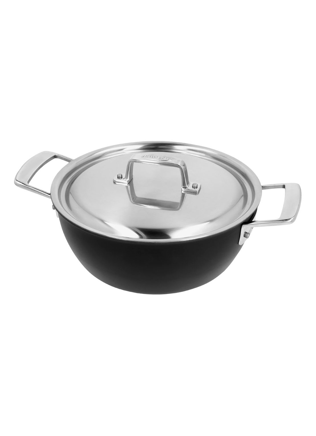 Demeyere Black 5 conische sudderpot met deksel Ø24 cm - voorkant zwart
