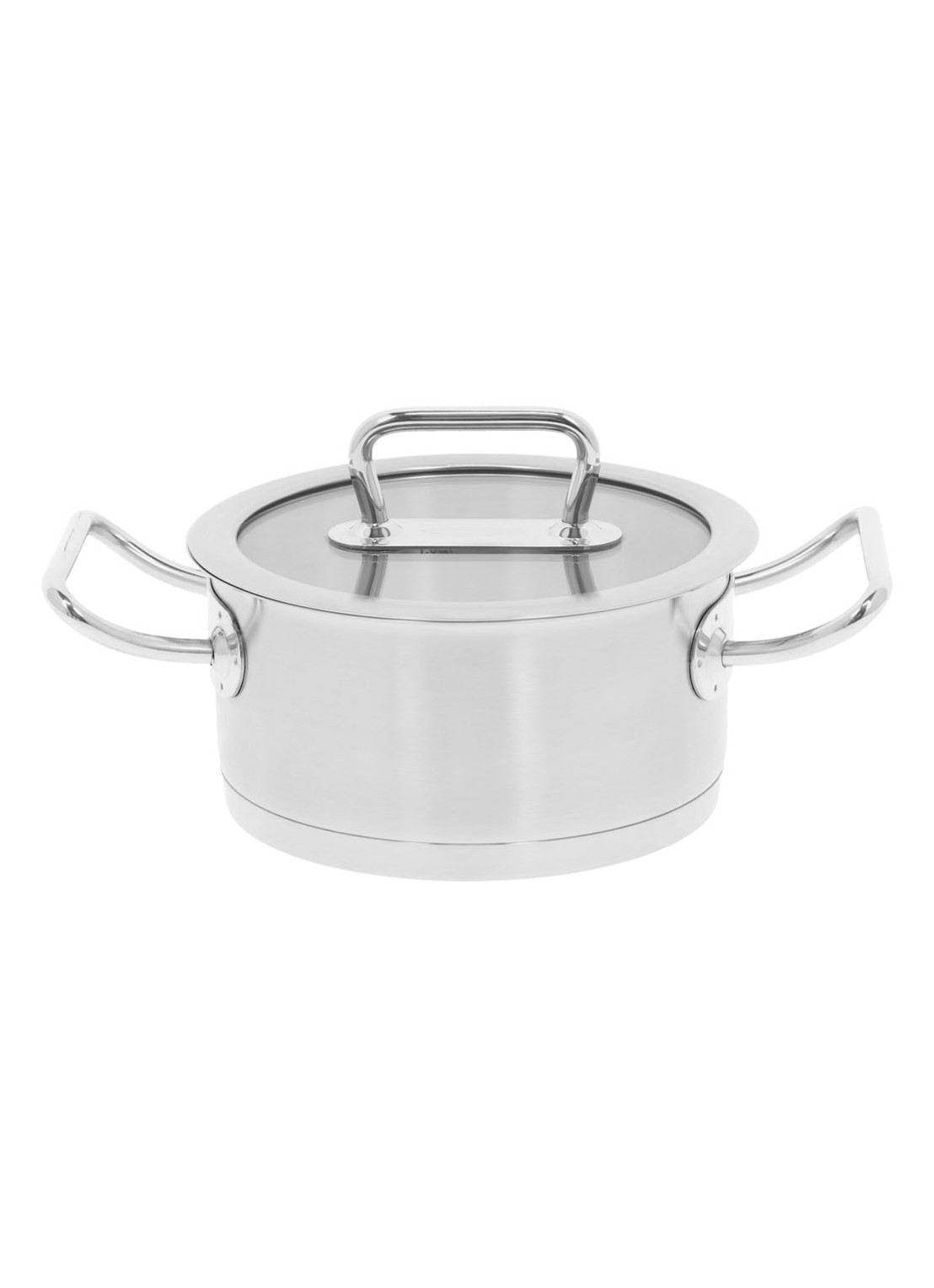 Demeyere Diverto 3 Kookpan Ø24 cm met glasdeksel - voorkant zilver