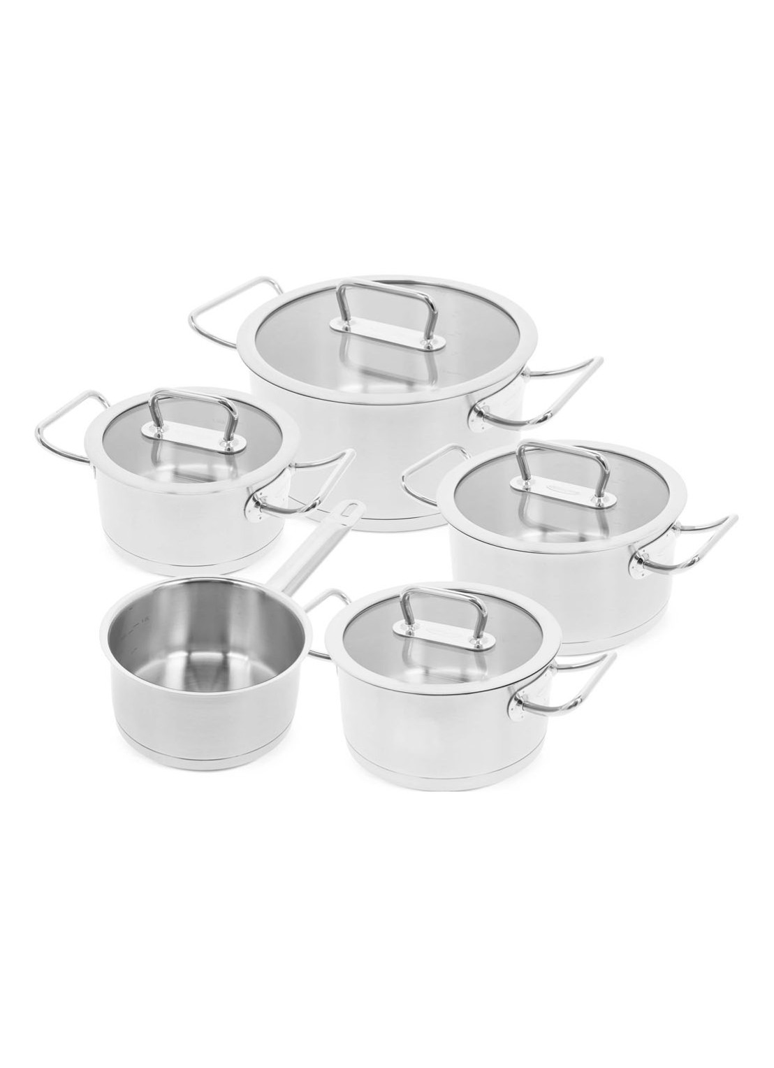 Demeyere Diverto 3 pannenset 5-delig - voorkant zilver