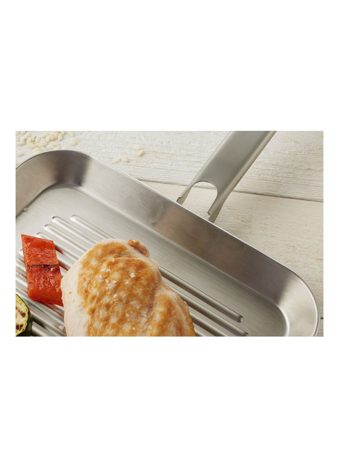 Demeyere Resto 3 grillpan 24 x 24 cm - detail zilver