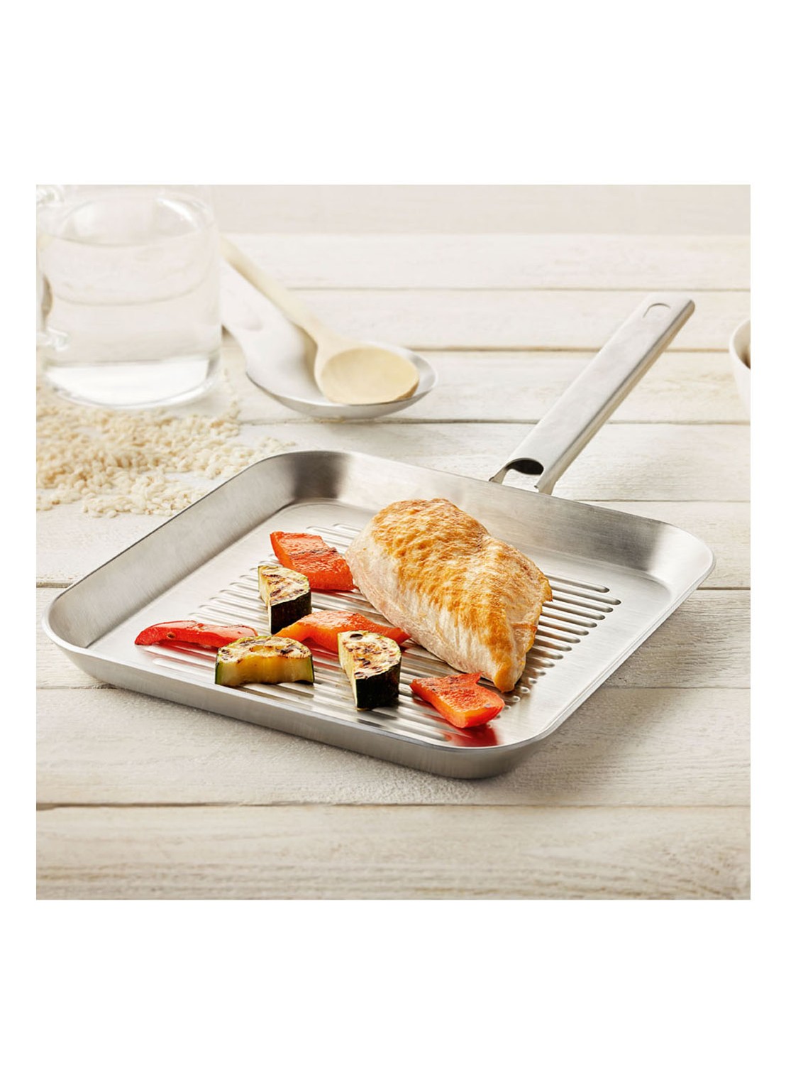 Demeyere Resto 3 grillpan 24 x 24 cm - voorkant 3 zilver