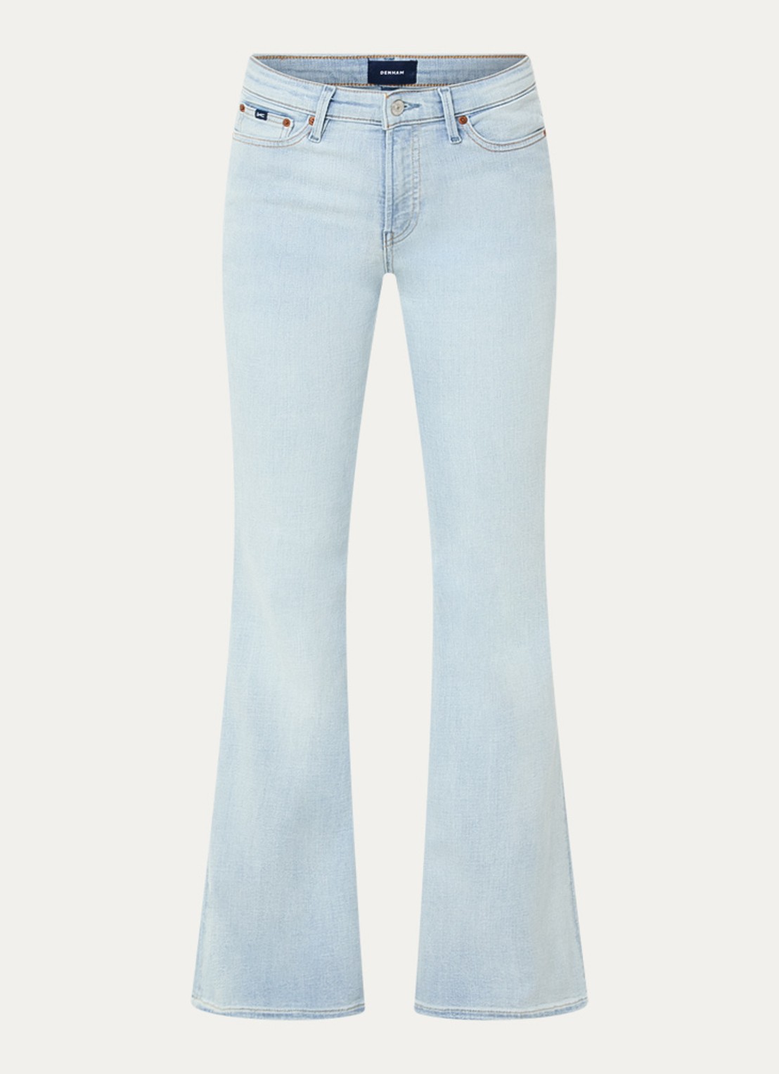 Denham Ami high waist flared jeans met lichte wassing - voorkant 3 indigo
