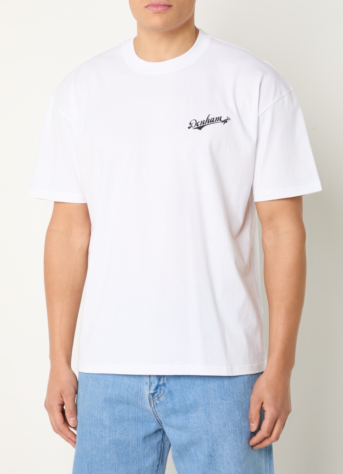 Denham Andrew T-shirt met logo- en backprint - achterkant 3 wit