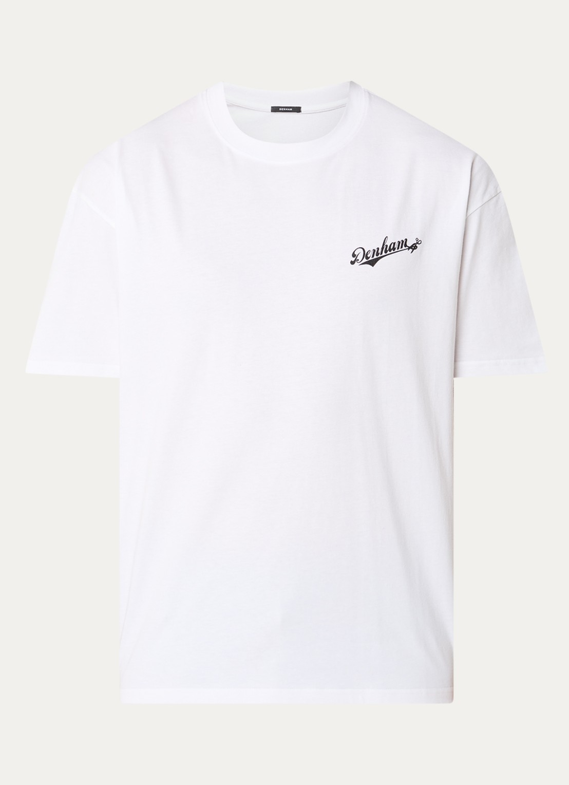 Denham Andrew T-shirt met logo- en backprint - voorkant wit