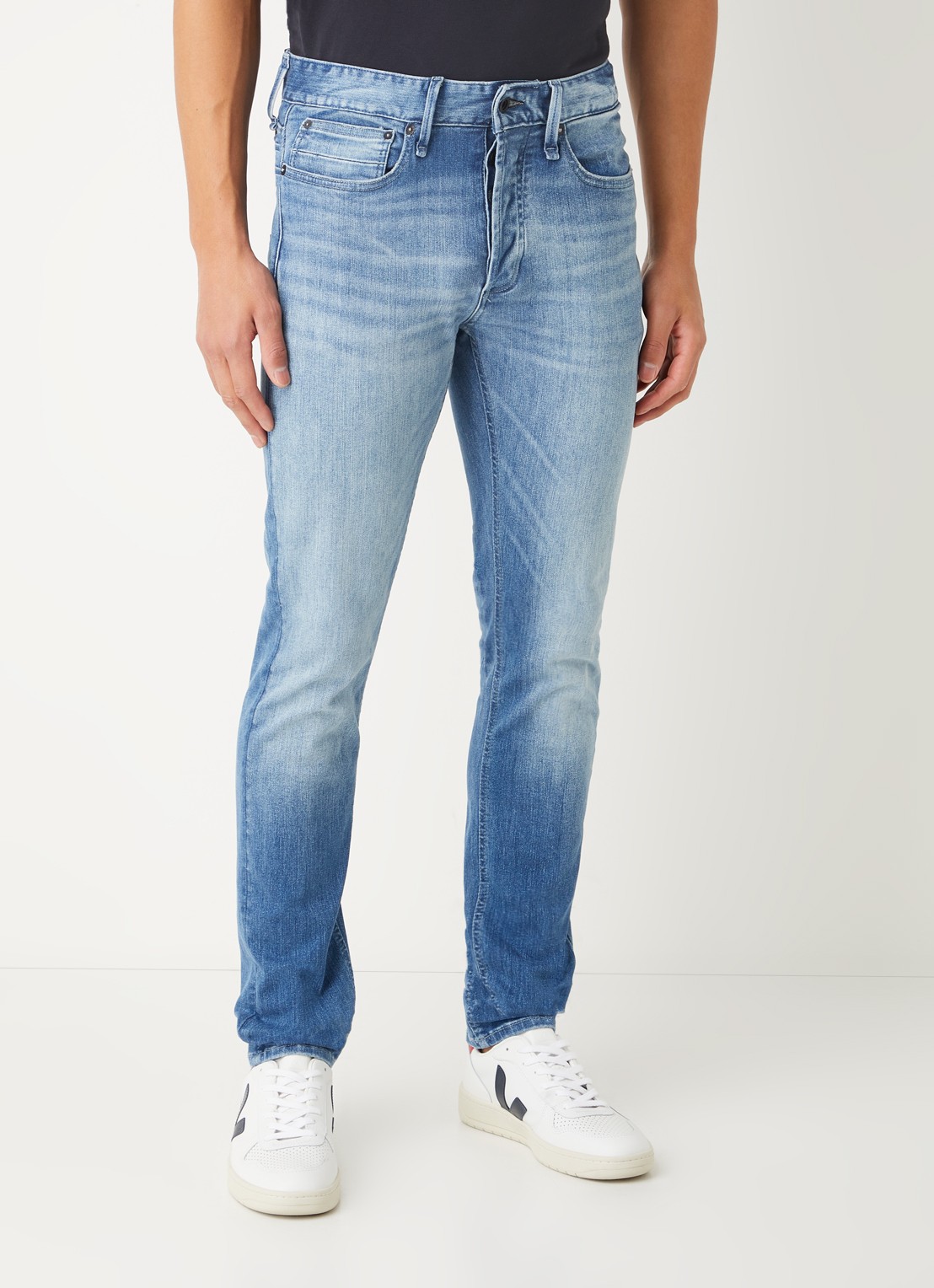 Denham Bolt skinny jeans met medium wassing - detail indigo