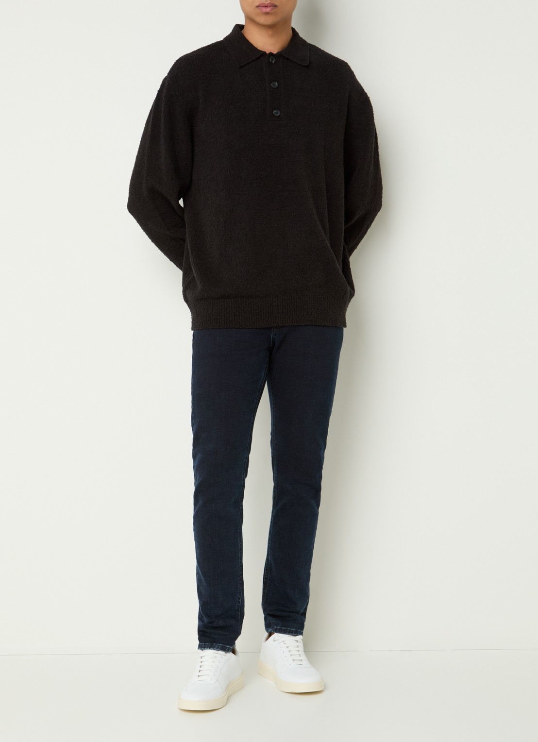 Denham Bolt slim fit jeans met donkere wassing - voorkant 4 donkerblauw