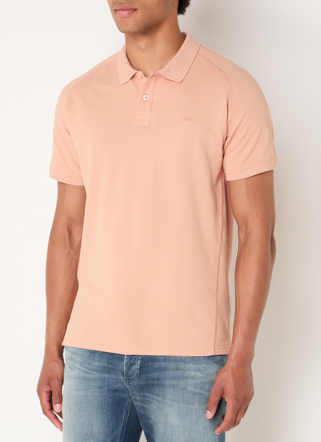 Denham Brian regular fit polo met logoborduring - detail 4 abrikoos