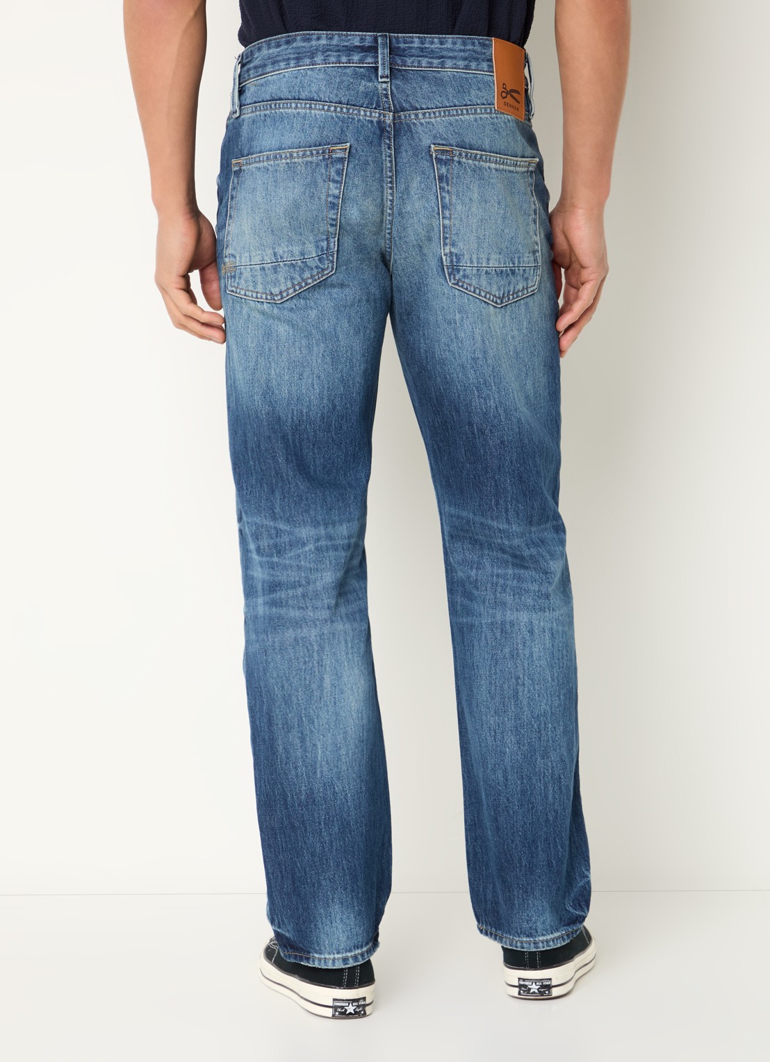Denham Dagger R 35 straight leg jeans met lichte wassing - achterkant indigo