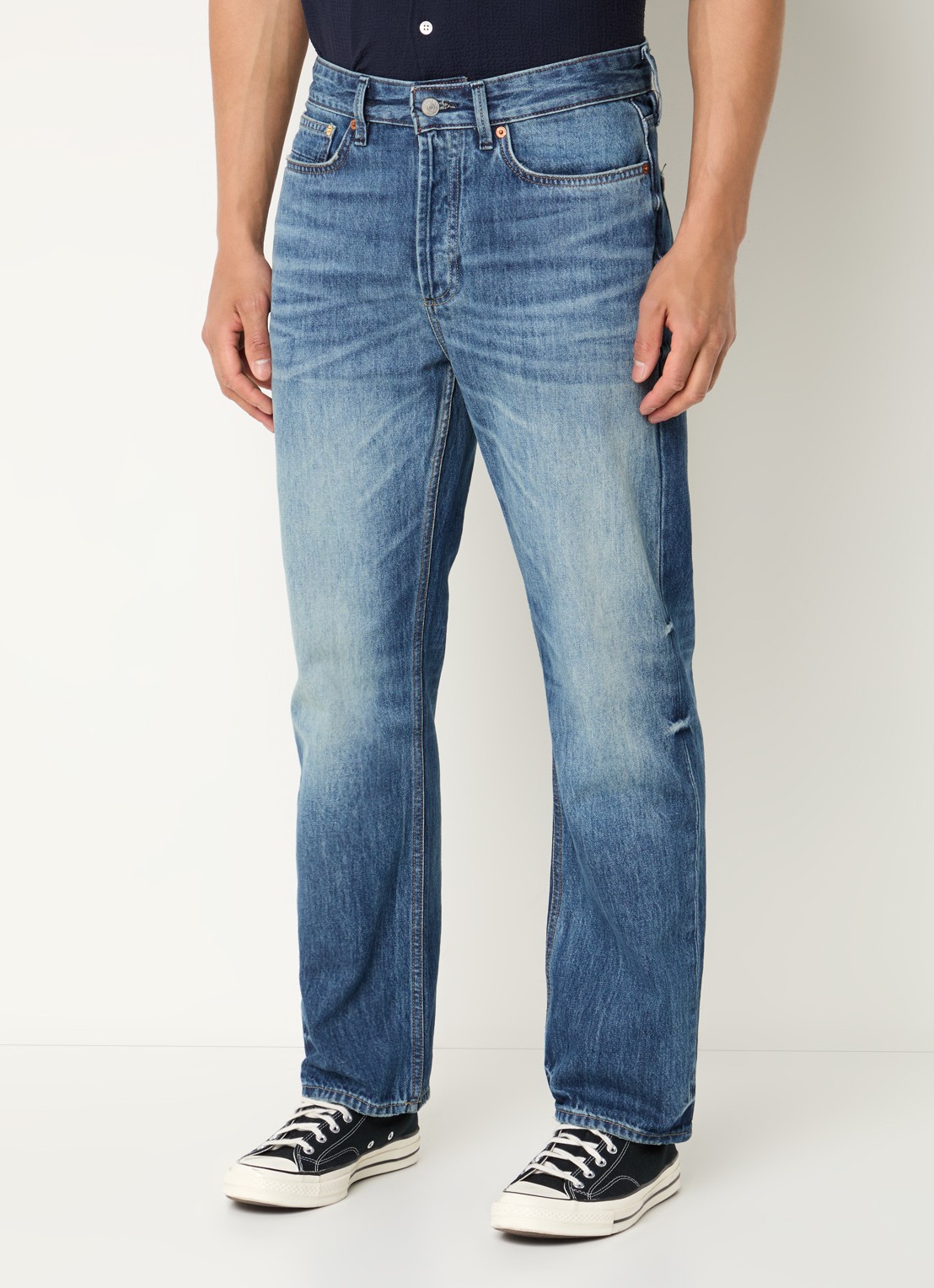 Denham Dagger R 35 straight leg jeans met lichte wassing - detail 4 indigo