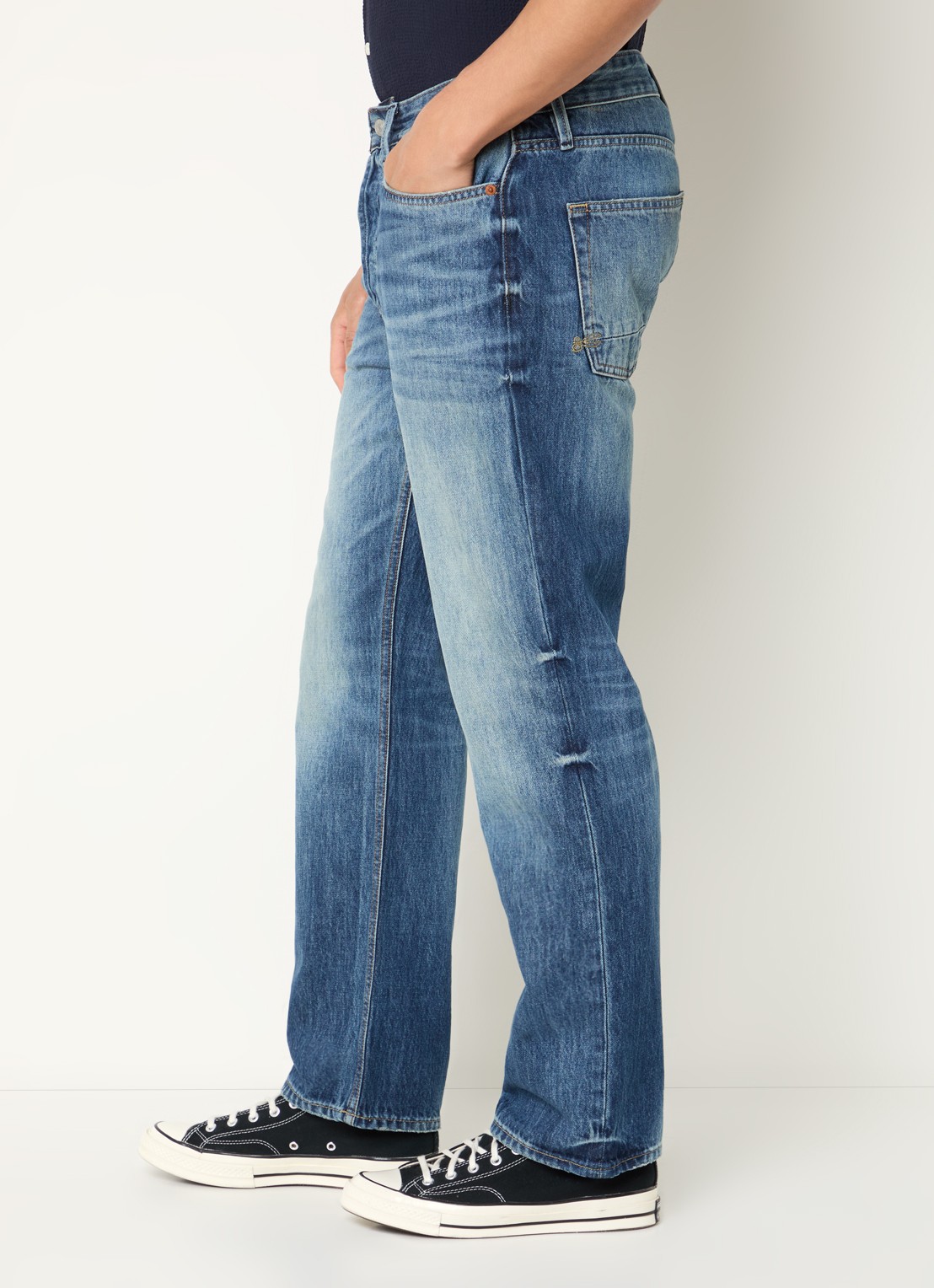 Denham Dagger R 35 straight leg jeans met lichte wassing - detail 5 indigo