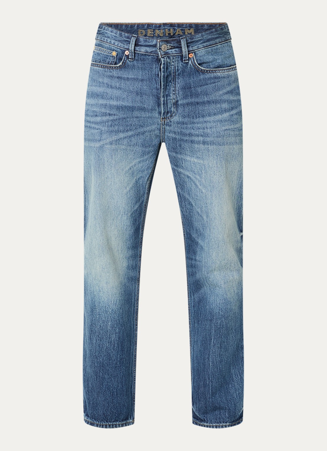 Denham Dagger R 35 straight leg jeans met lichte wassing - voorkant 2 indigo