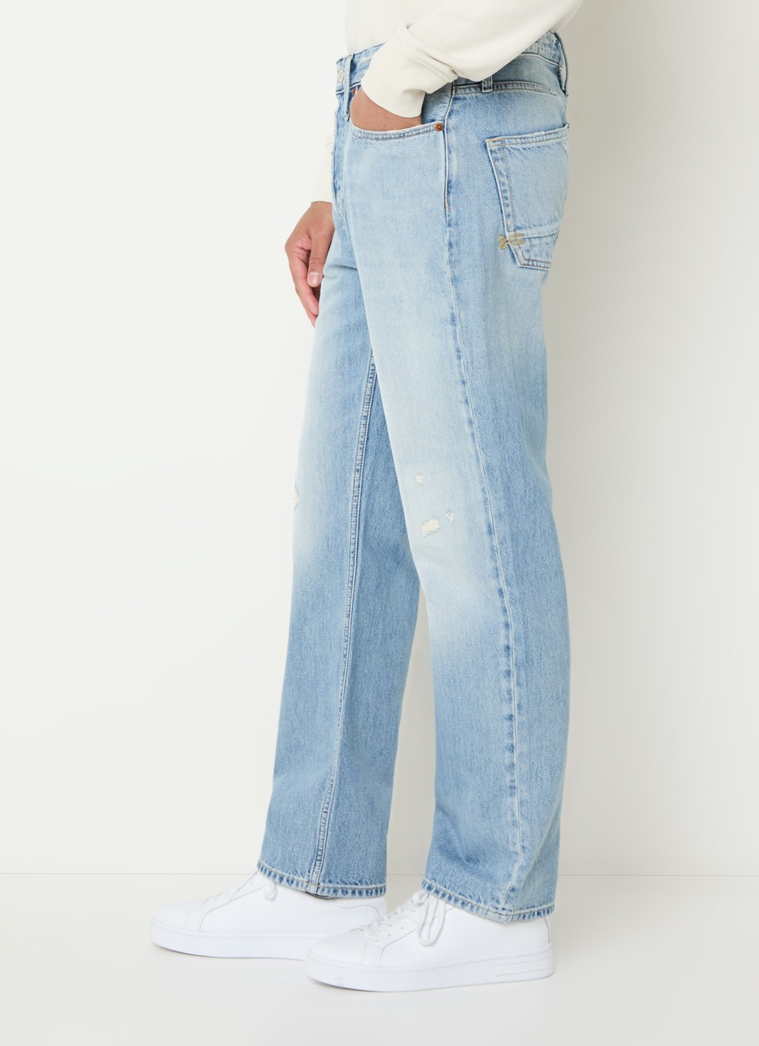 Denham Dagger straight leg jeans met lichte wassing - detail 2 indigo
