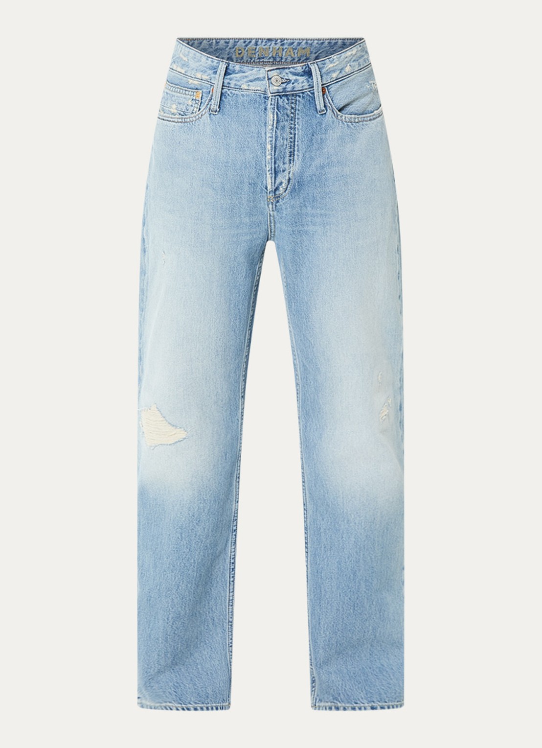 Denham Dagger straight leg jeans met lichte wassing - voorkant 4 indigo