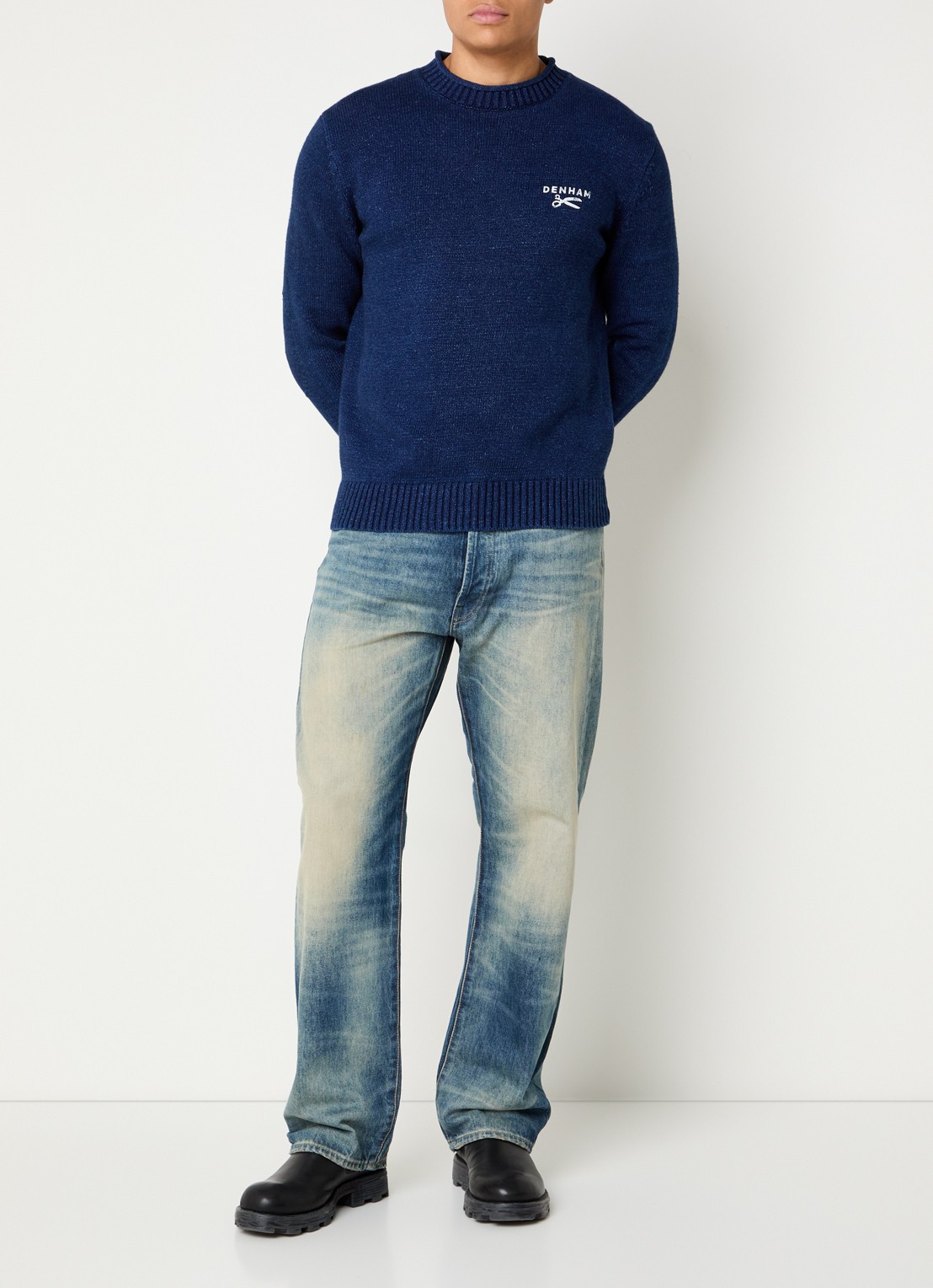 Denham Eastwider Henry straight leg jeans met lichte wassing - voorkant 5 indigo