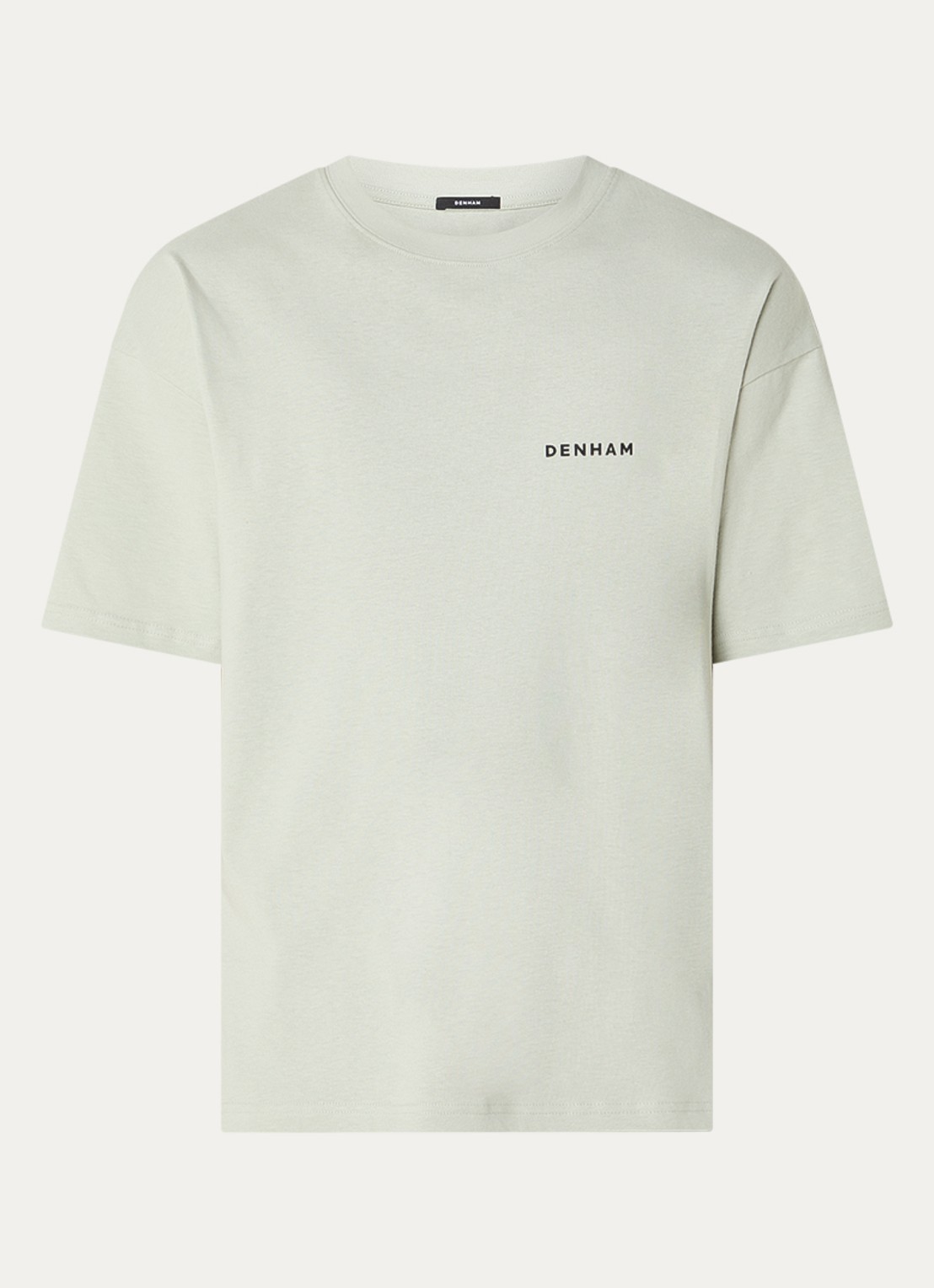 Denham Flowy T-shirt met logo- en backprint - voorkant lindegroen