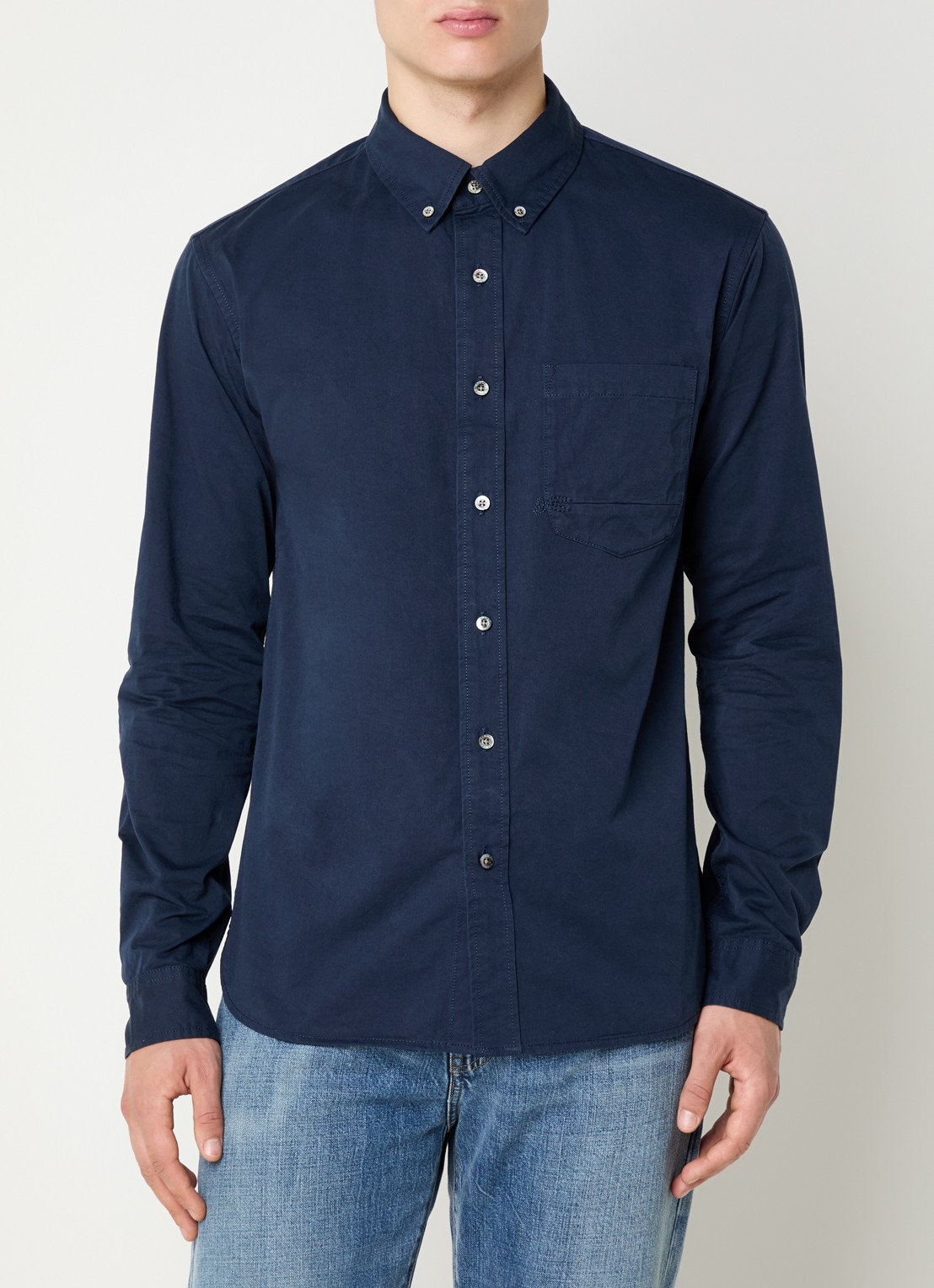 Denham Guilty regular fit overhemd met borstzak - detail donkerblauw
