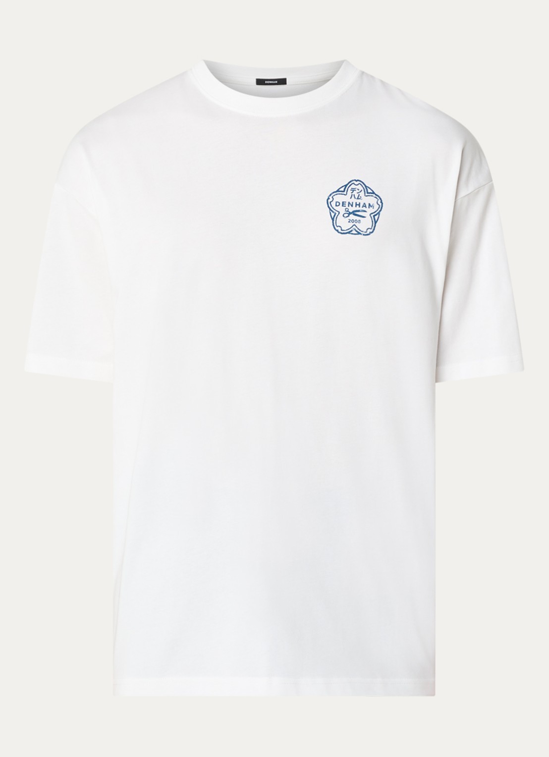 Denham Himari T-shirt met logo- en backprint - voorkant wit