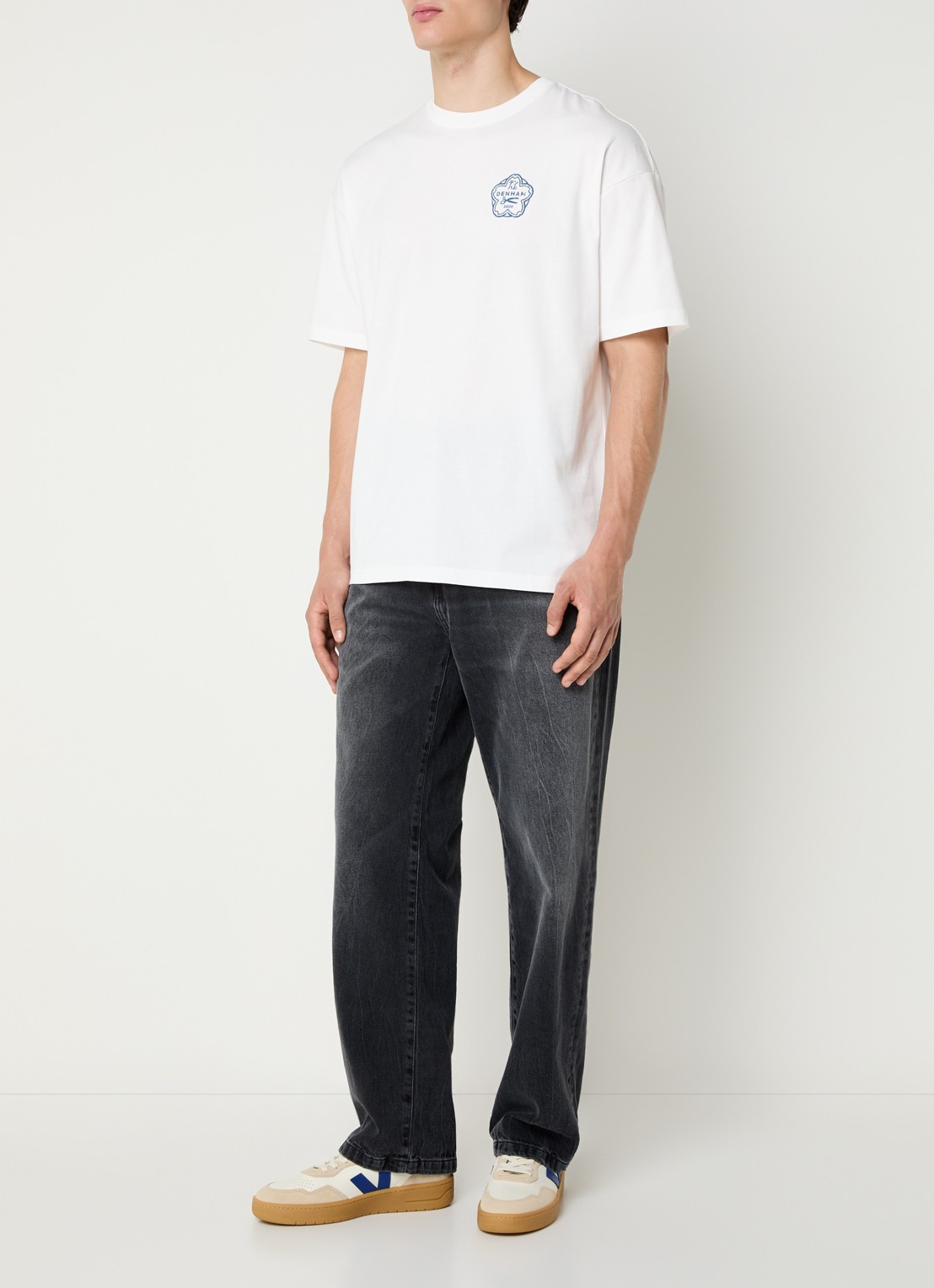 Denham Himari T-shirt met logo- en backprint - voorkant 2 wit