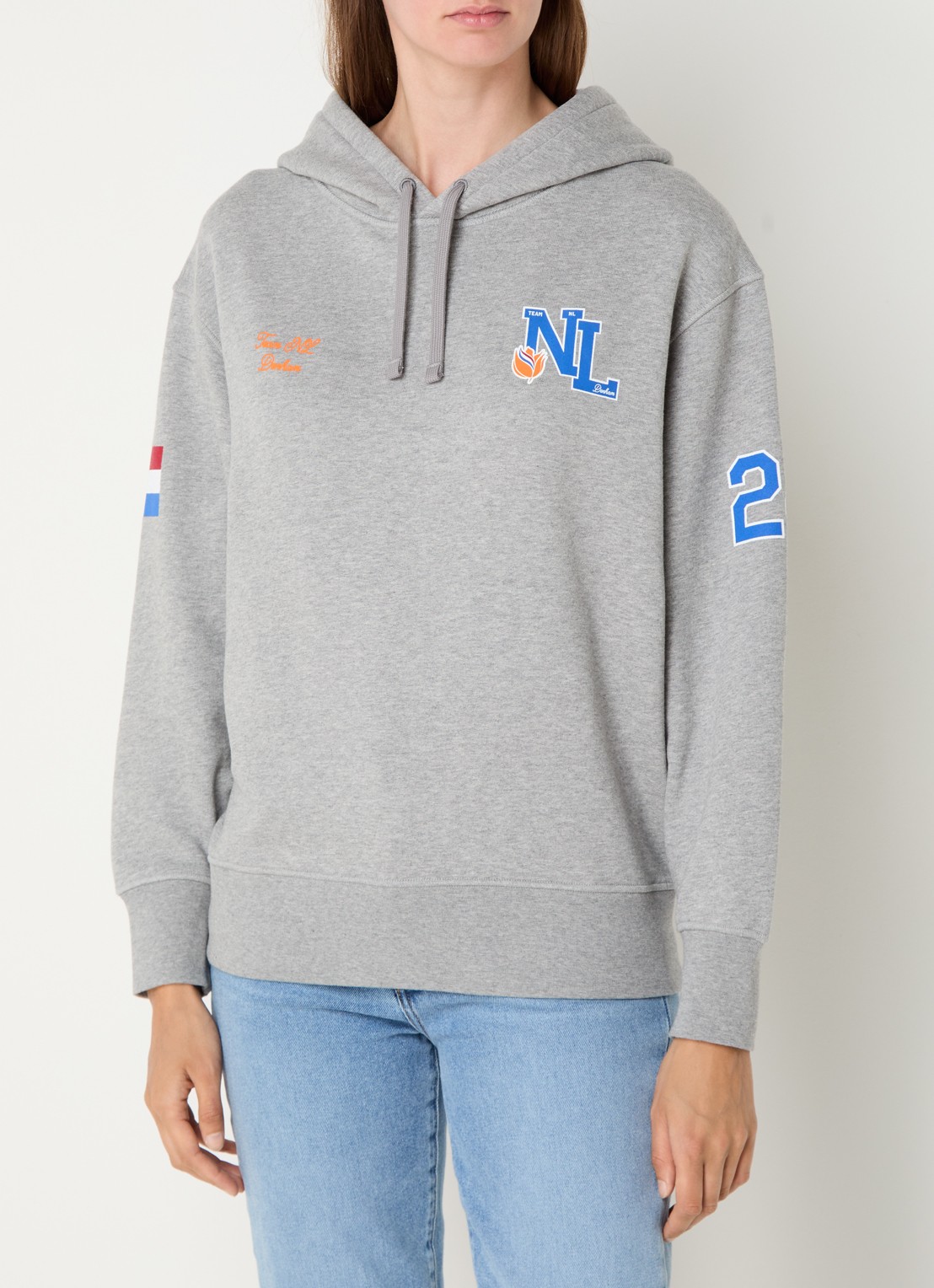 Denham Hoodie met logo- en backprint - achterkant 5 grijsmele