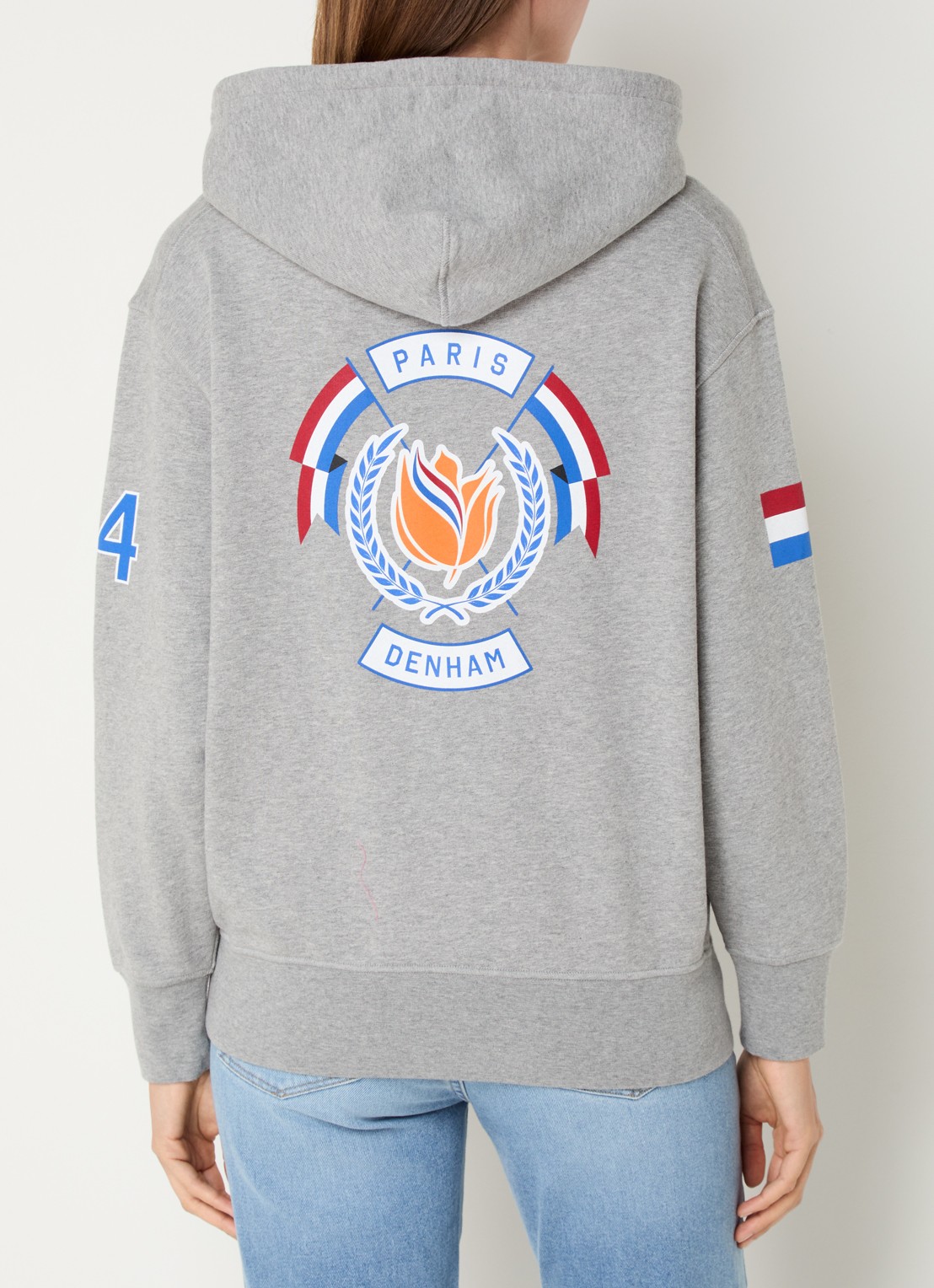 Denham Hoodie met logo- en backprint - detail 3 grijsmele