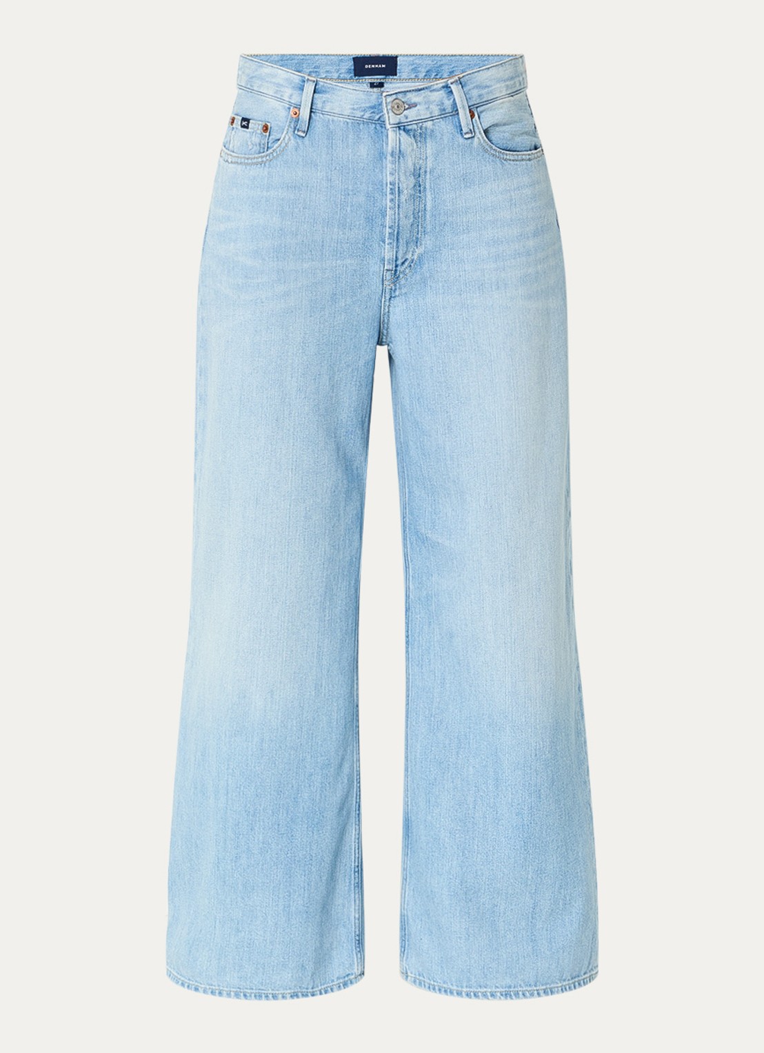 Denham Izzy high waist wide leg jeans met lichte wassing - voorkant 3 indigo