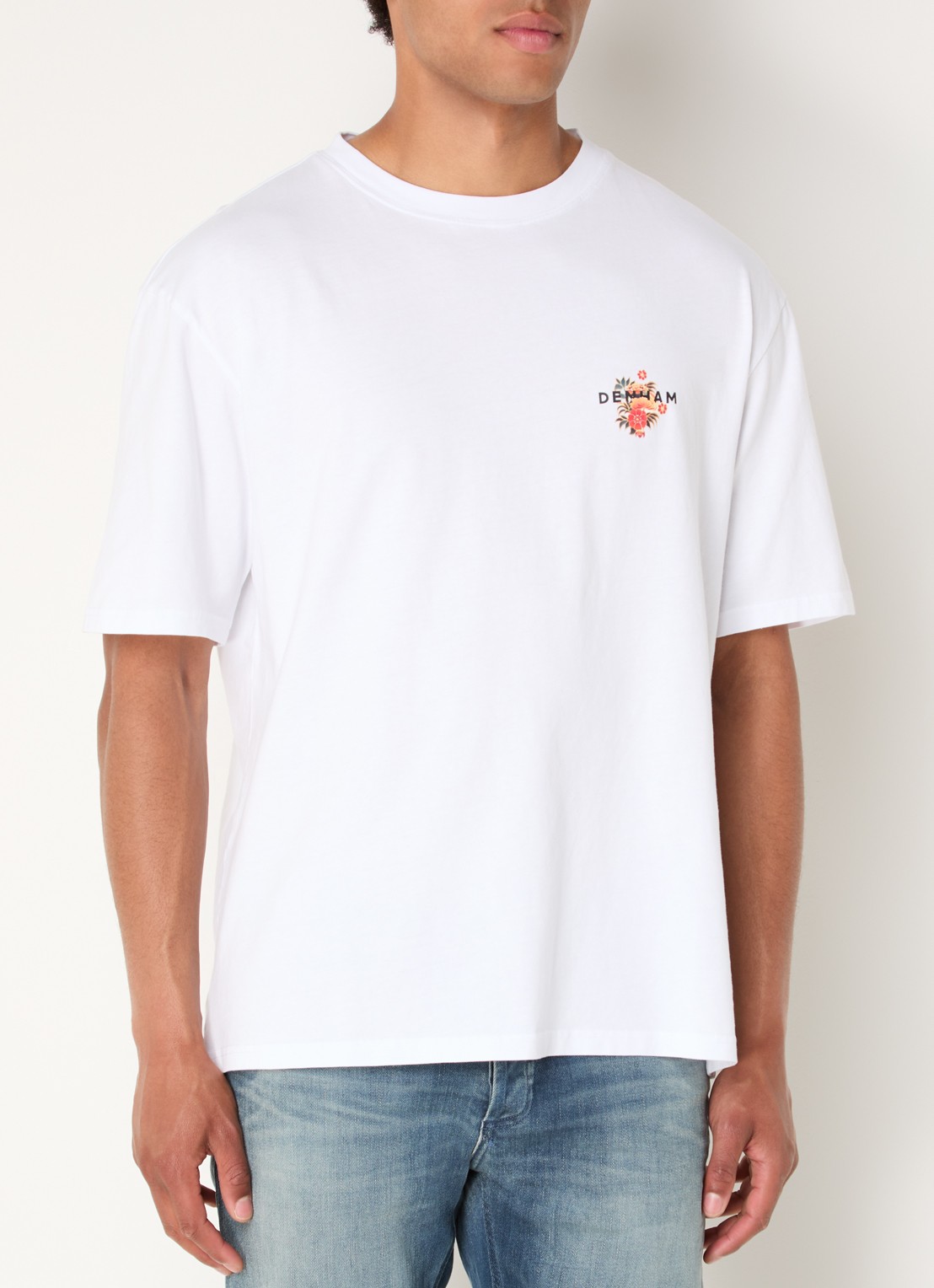 Denham Kansai T-shirt met logo- en backprint - achterkant 4 wit