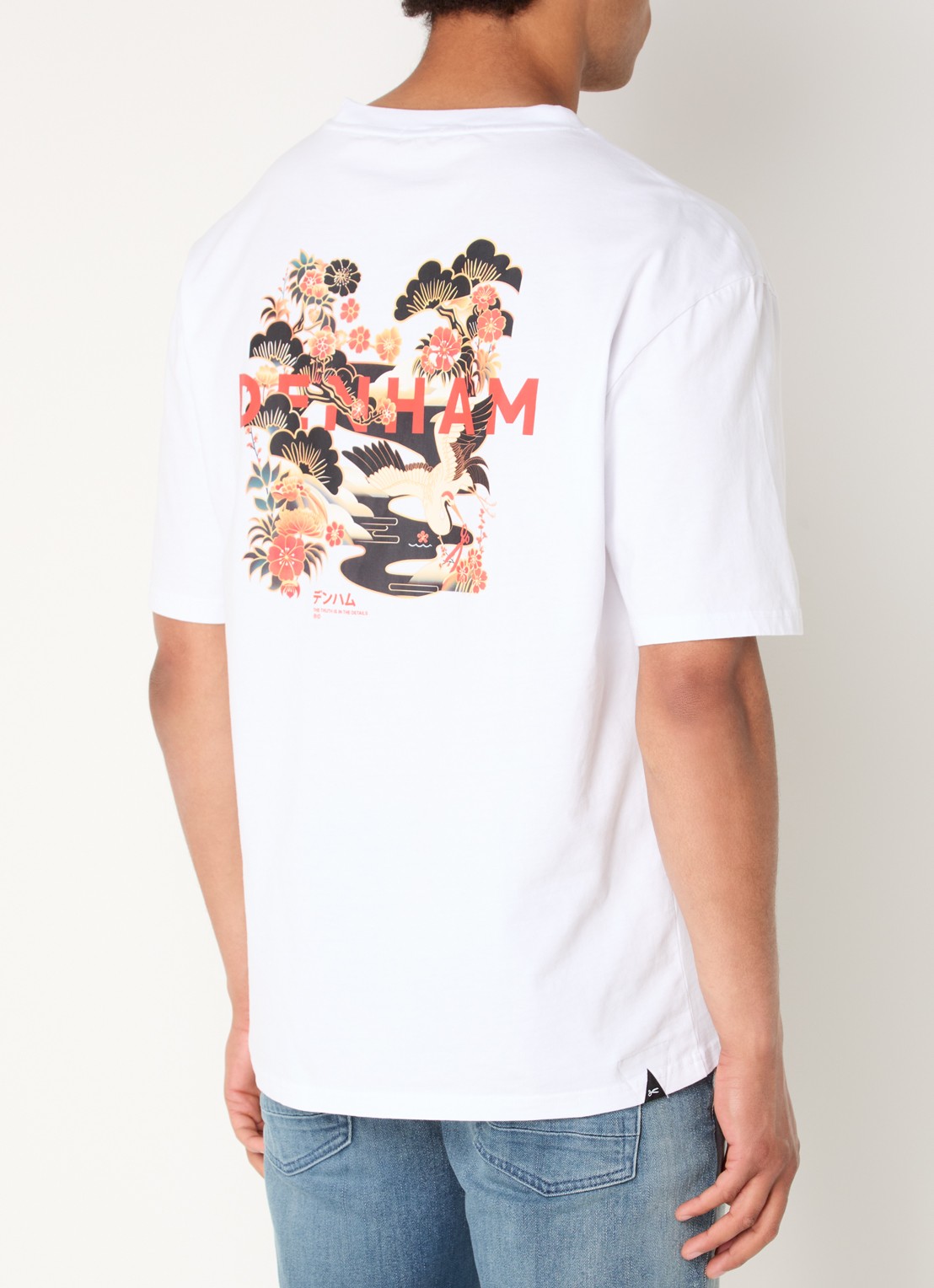 Denham Kansai T-shirt met logo- en backprint - detail wit