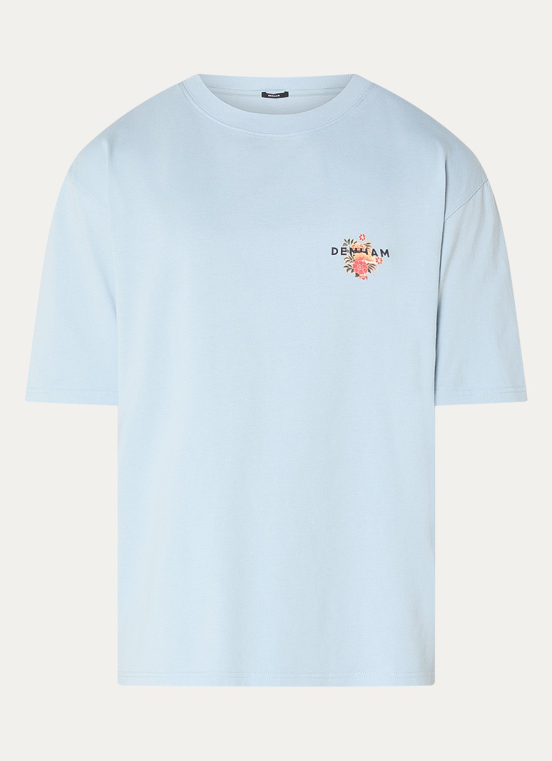 Denham Kansai T-shirt met logo- en backprint - voorkant lichtblauw