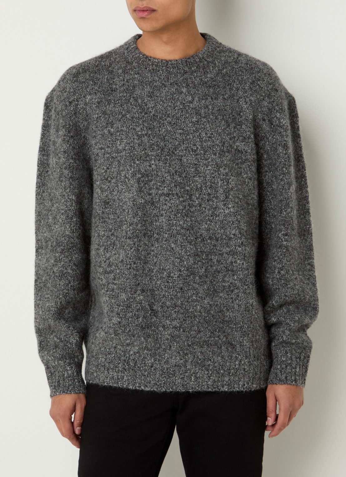 Denham Keagan grofgebreide trui in alpaca wolblend - detail 3 antraciet