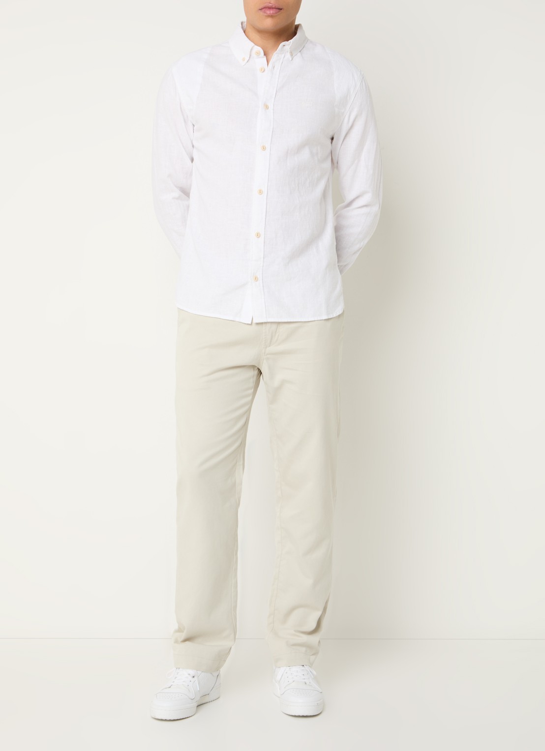 Denham Luca straight fit chino met steekzakken - voorkant 2 beige