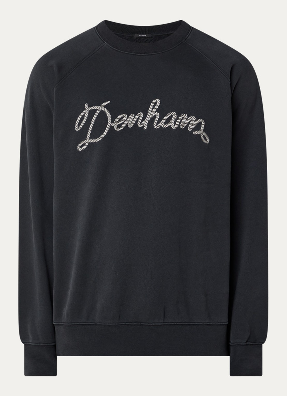 Denham Luke sweater met logoprint - voorkant 2 antraciet