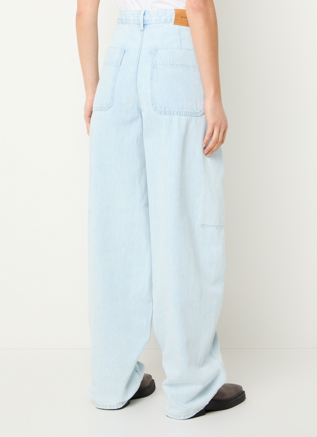Denham Maki high waist wide leg jeans met lichte wassing  - achterkant indigo