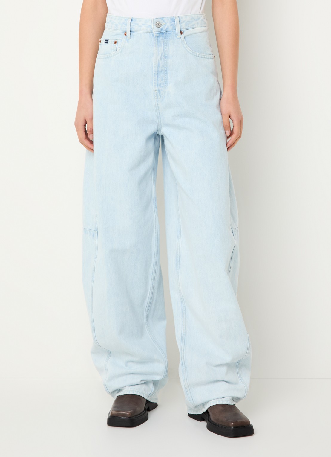 Denham Maki high waist wide leg jeans met lichte wassing  - detail 2 indigo