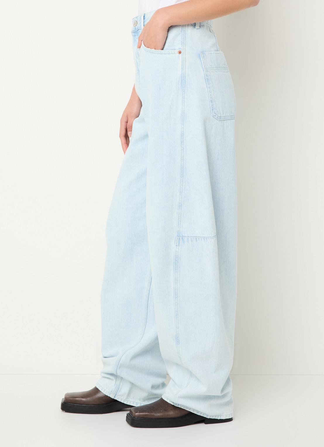 Denham Maki high waist wide leg jeans met lichte wassing  - detail 3 indigo