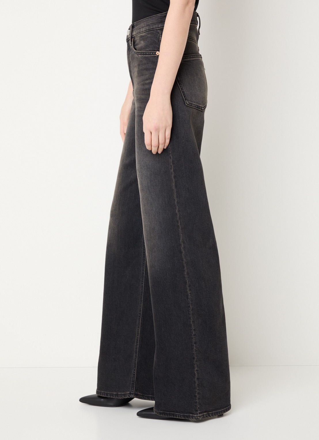 Denham Miku high waist flared jeans met gekleurde wassing  - detail 3 antraciet