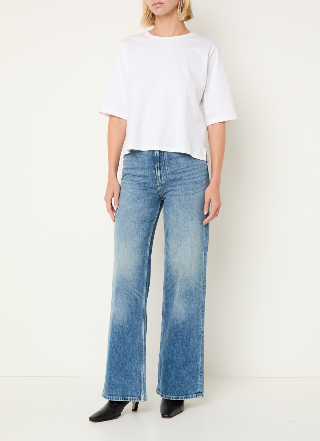 Denham Miku high waist flared jeans met medium wassing - voorkant 5 indigo
