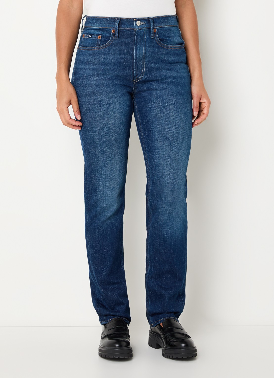 Denham Mizuki high waist slim fit jeans met donkere wassing - detail indigo