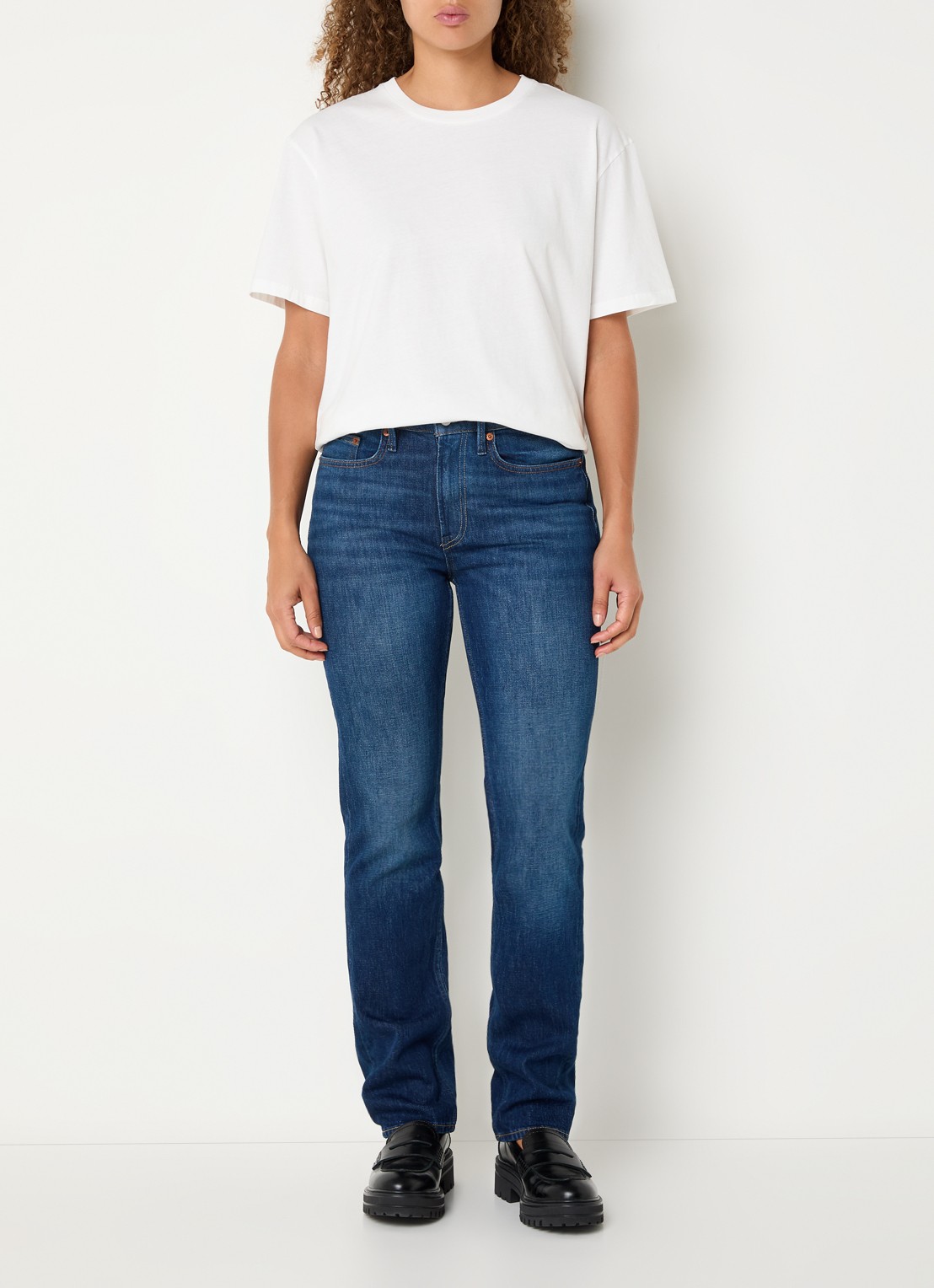 Denham Mizuki high waist slim fit jeans met donkere wassing - voorkant 5 indigo