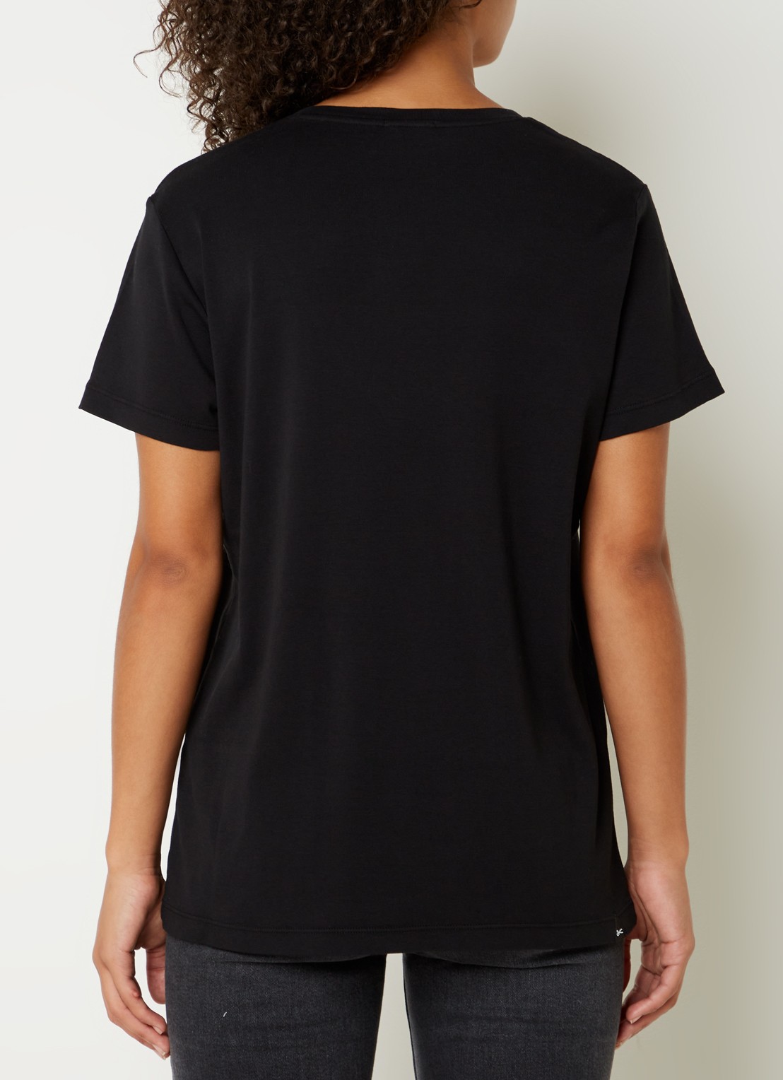 Denham Ramona T-shirt met V-hals en logo  - achterkant 4 zwart