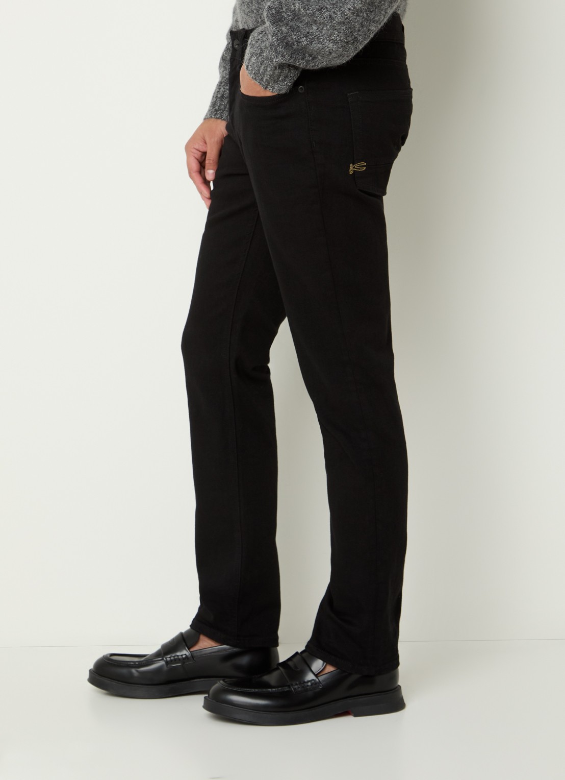 Denham Razor slim fit jeans met gekleurde wassing - detail 5 zwart