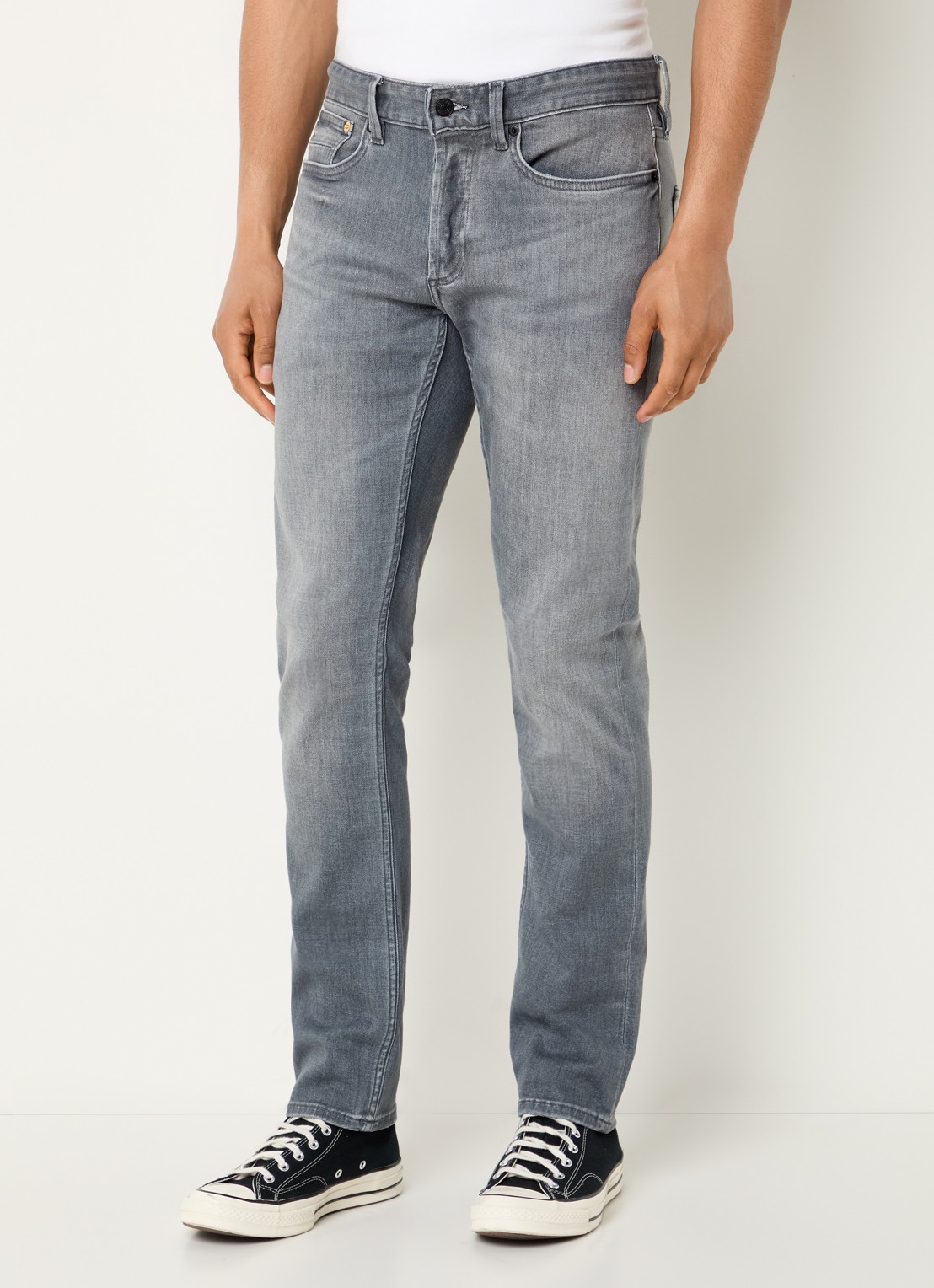 Denham Razor slim fit jeans met gekleurde wassing - detail grijs
