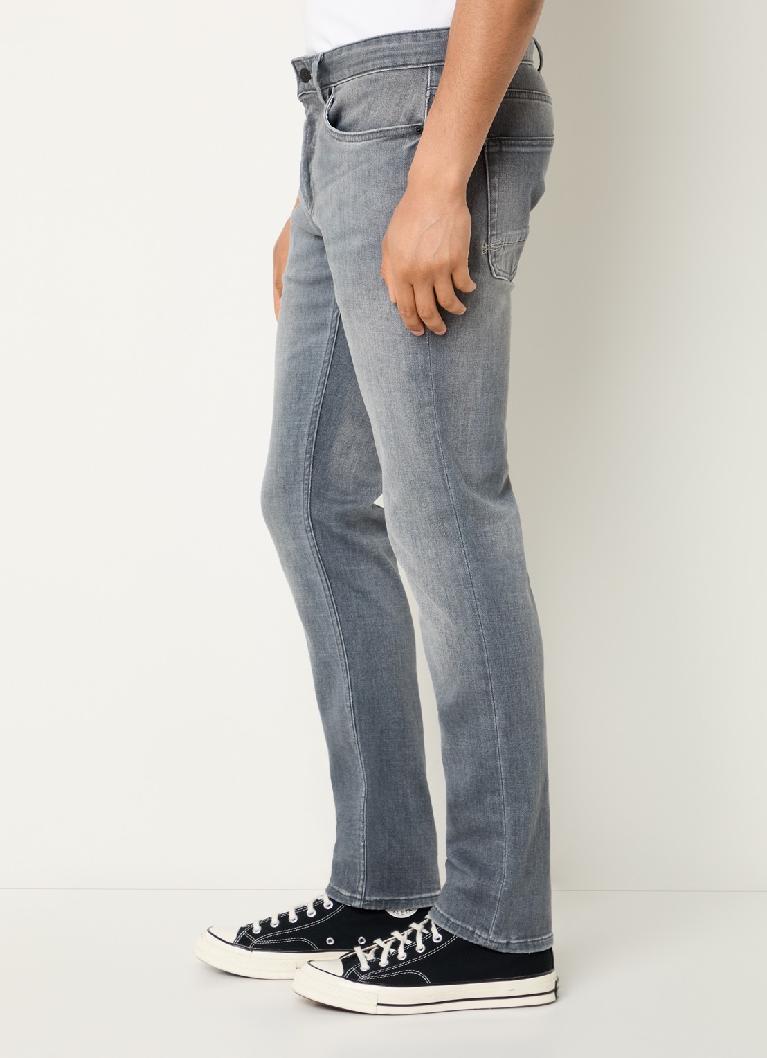 Denham Razor slim fit jeans met gekleurde wassing - detail 2 grijs