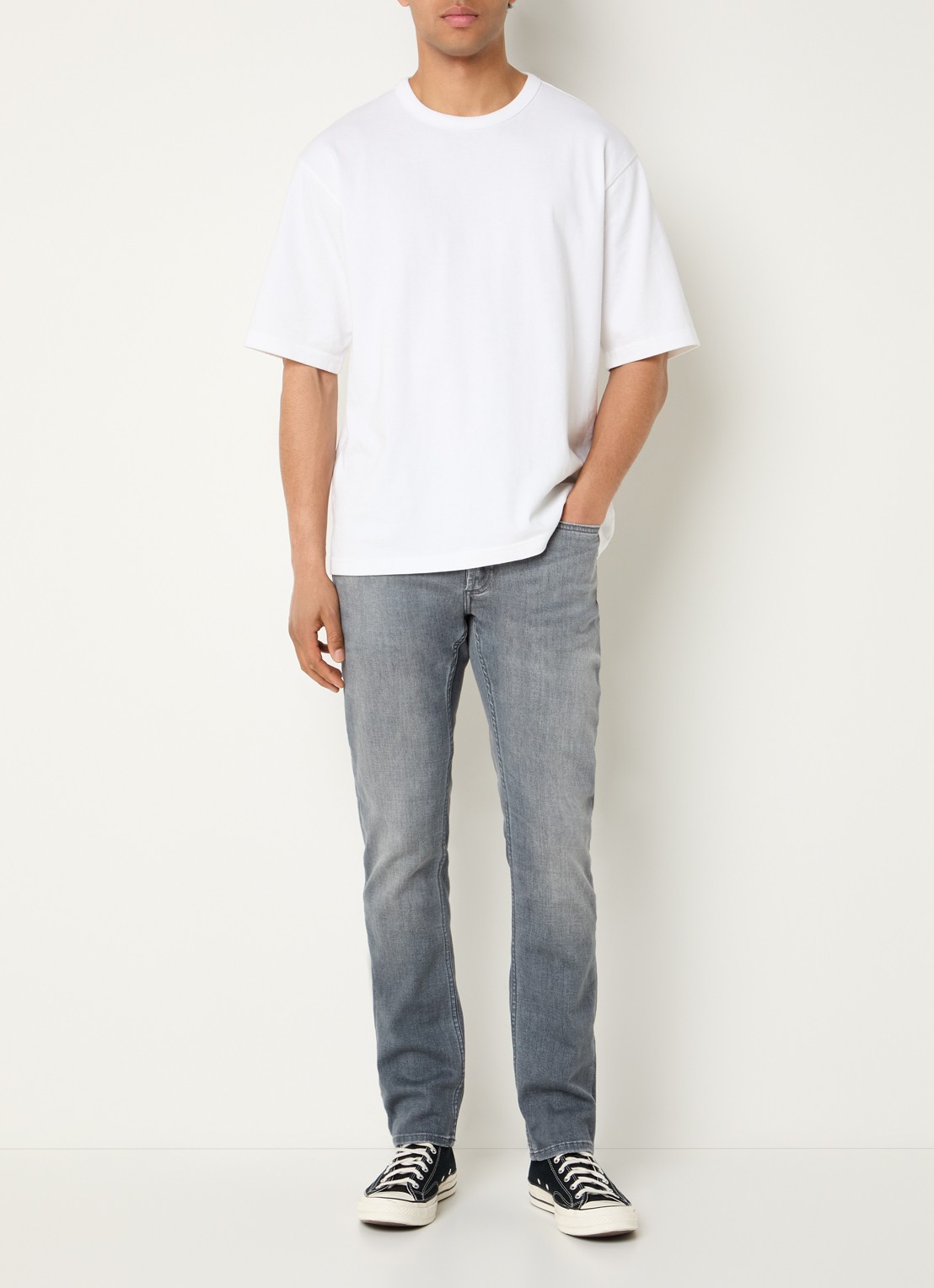 Denham Razor slim fit jeans met gekleurde wassing - voorkant 5 grijs