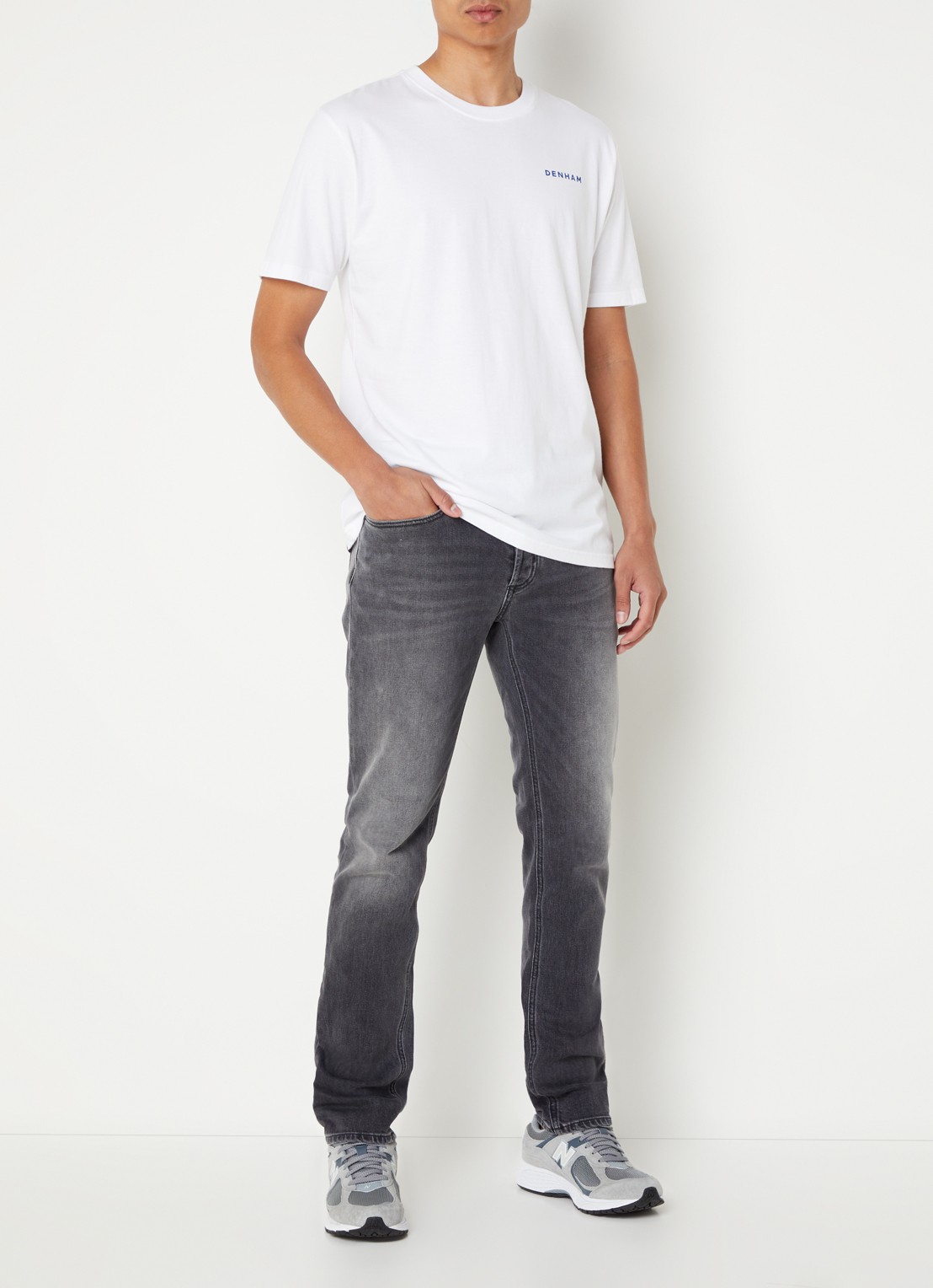 Denham Razor slim fit jeans met gekleurde wassing - voorkant 3 donkergrijs