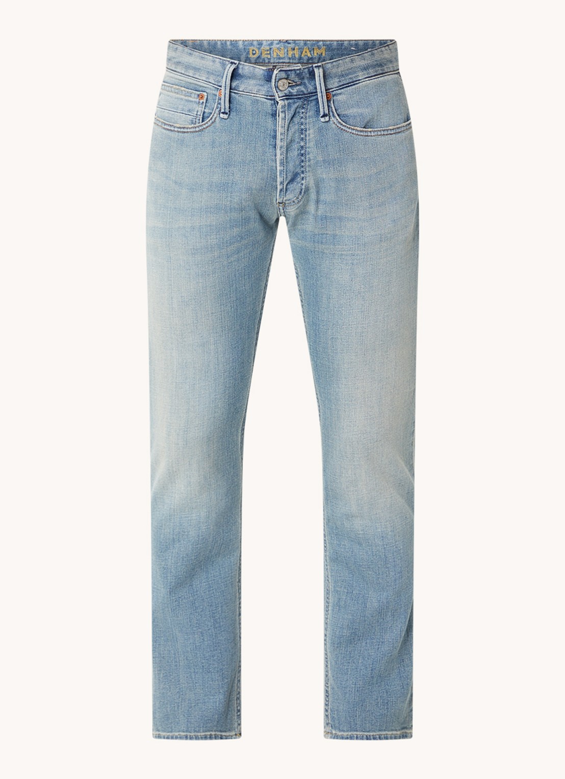 Denham Razor slim fit jeans met lichte wassing - voorkant 4 indigo
