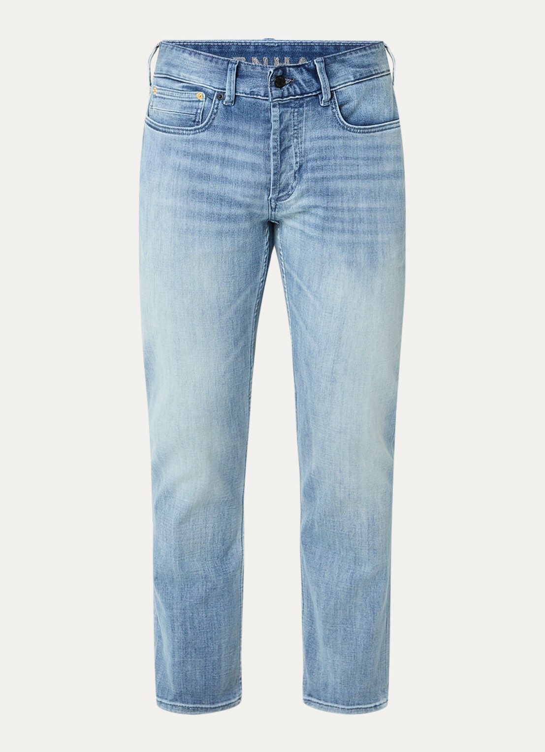 Denham Razor slim fit jeans met lichte wassing - voorkant indigo