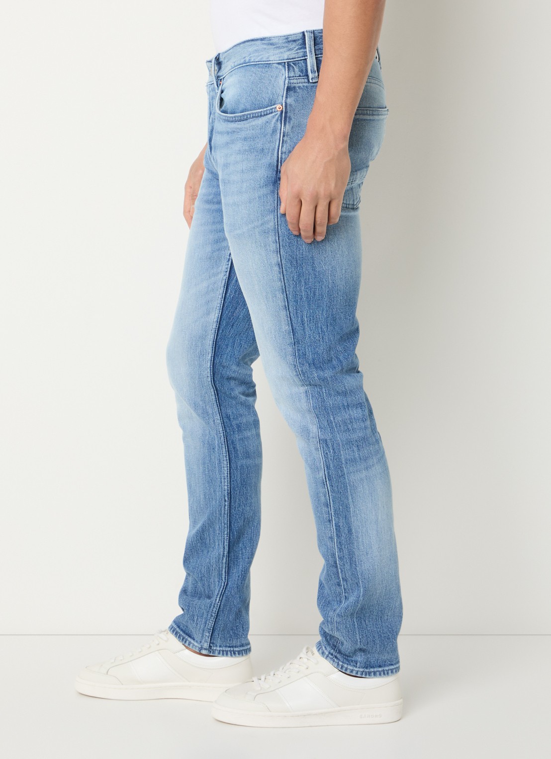 Denham Razor slim fit jeans met medium wassing - detail 2 indigo