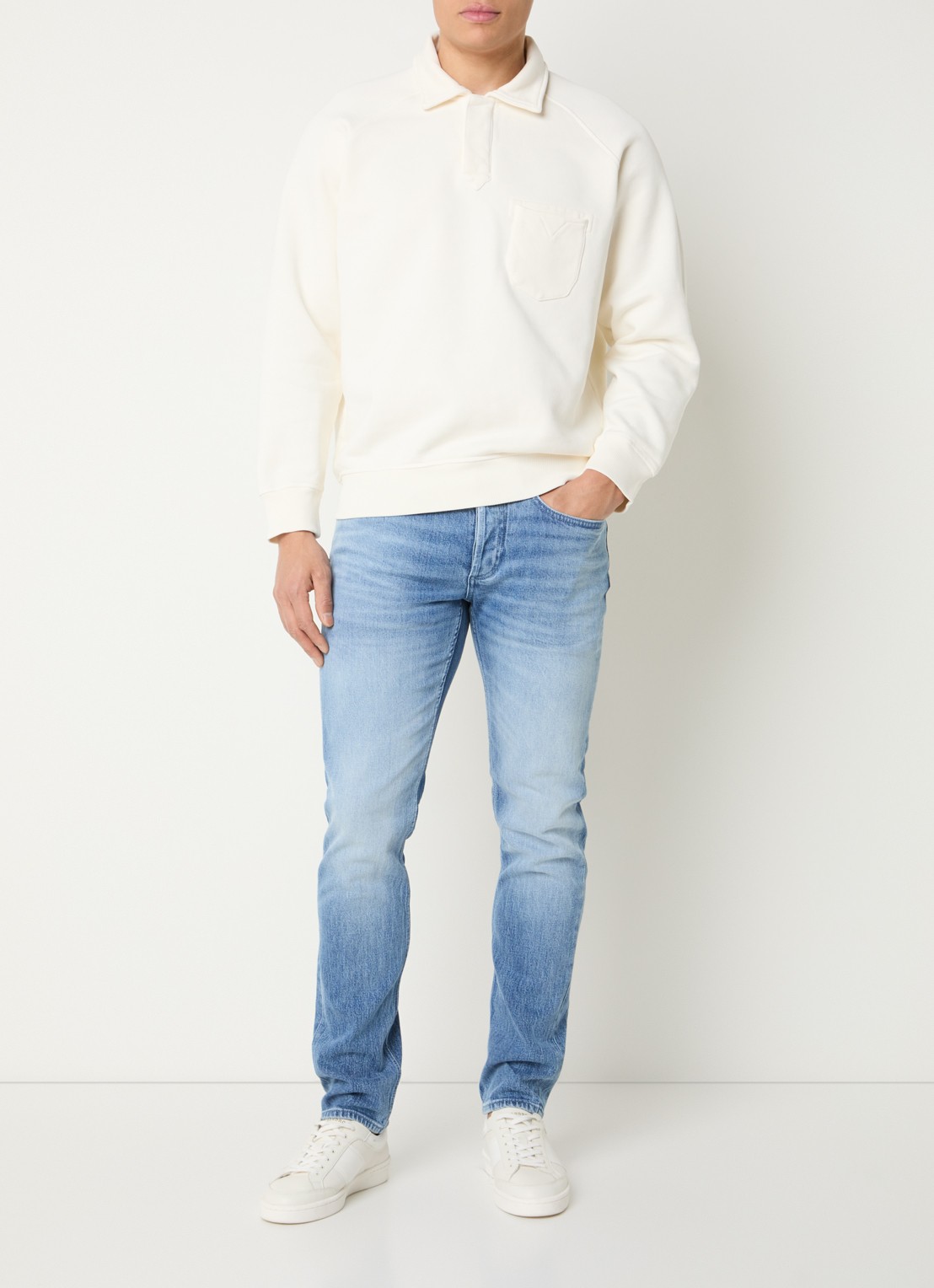 Denham Razor slim fit jeans met medium wassing - voorkant 5 indigo